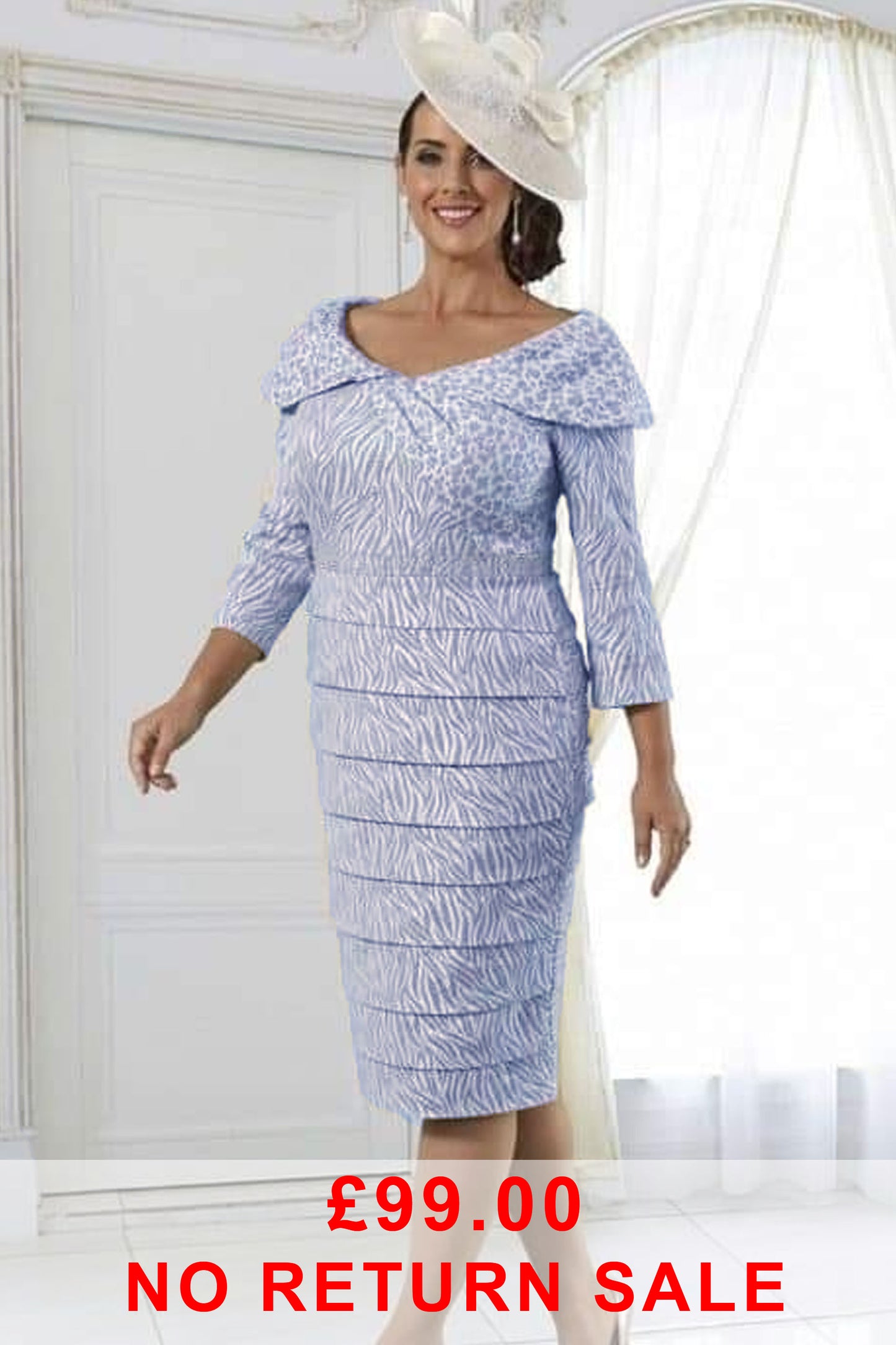 Dressed Up By Veromia Animal Print Contrast Pleated Dress Blue DU457