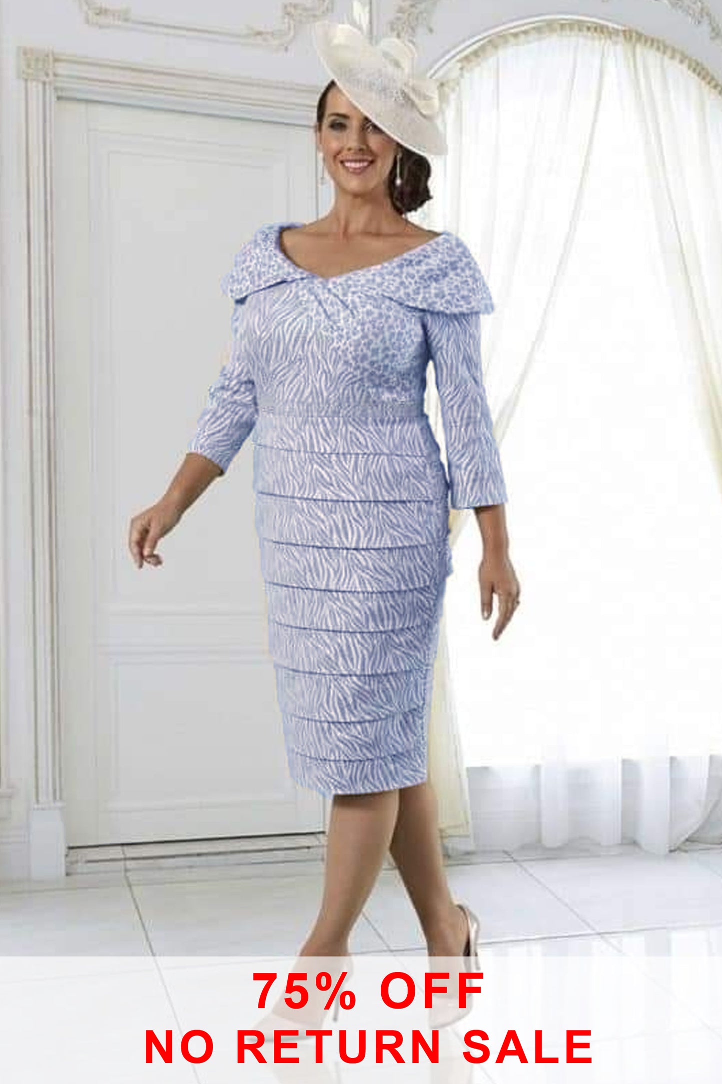 Dressed Up By Veromia Animal Print Contrast Pleated Dress Blue DU457