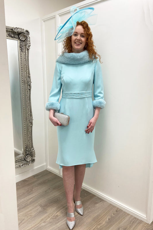 Gabriela Sanchez Embellished Detail Fishtail Dress - Aqua - 7321