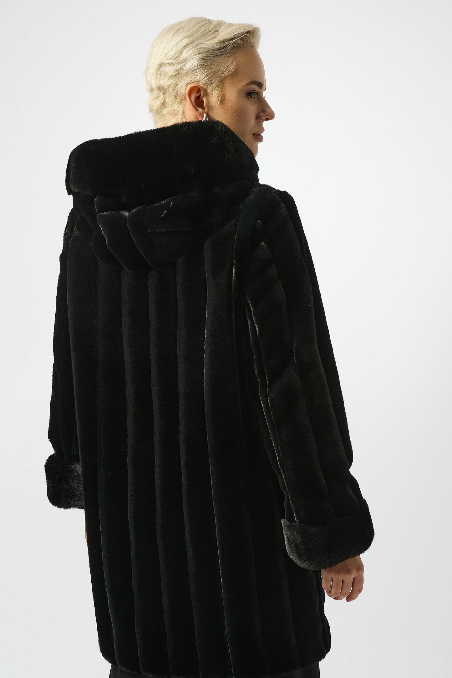 Joseph Ribkoff Faux Fur Reversible Hooded Coat Black 253926-11