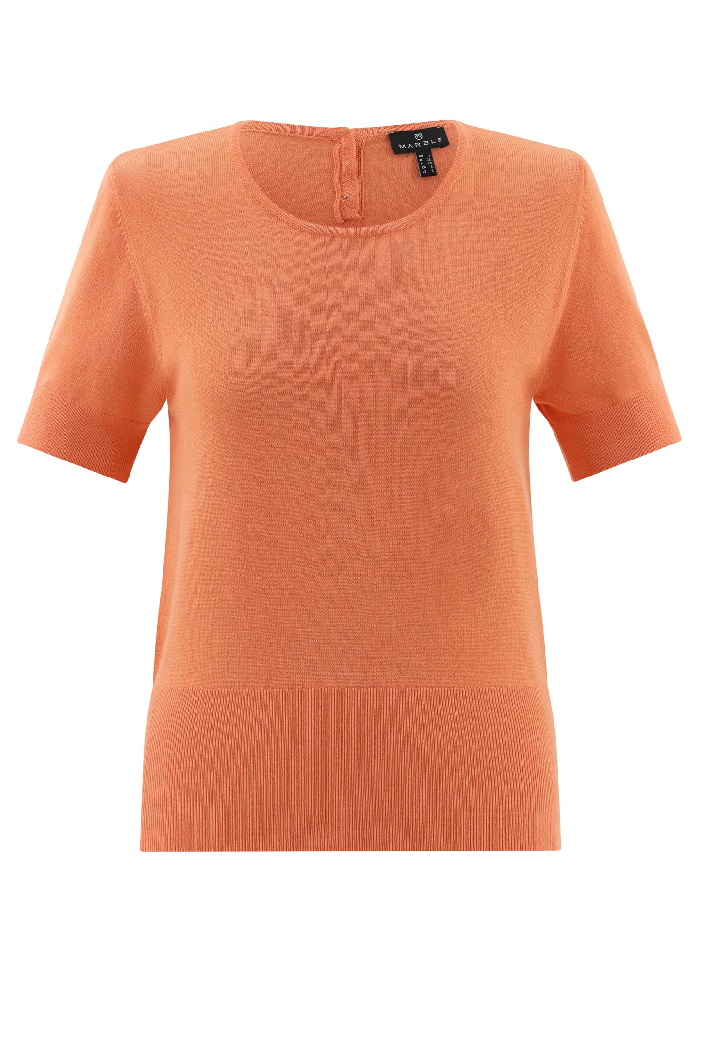 Marble Fine Knit Button Detail Top Orange 7512-191