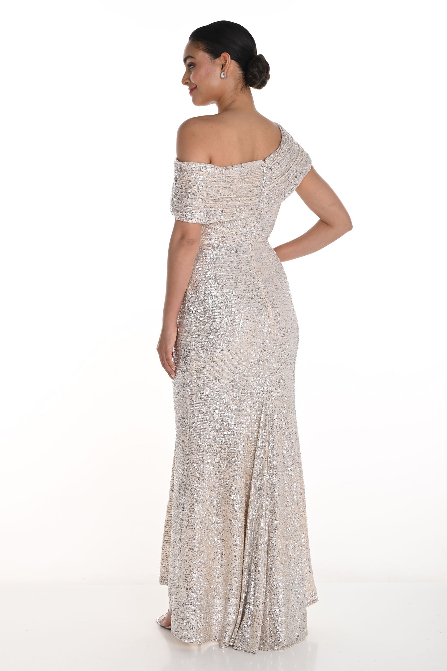 Frank Lyman Sequin One Shoulder Dress Champagne 258739U-903