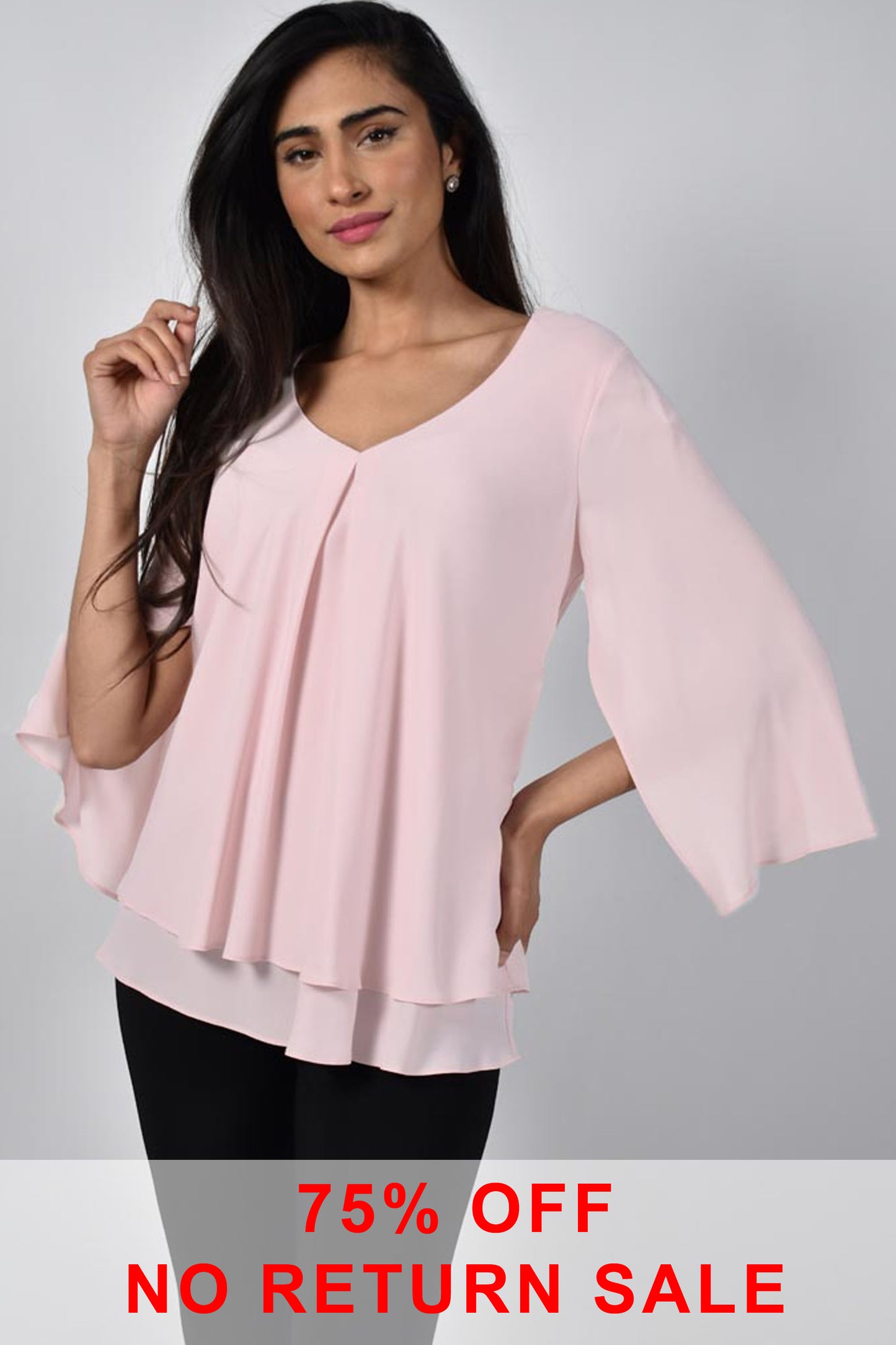 Frank Lyman Double Layer Chiffon Blouse Blush 176335