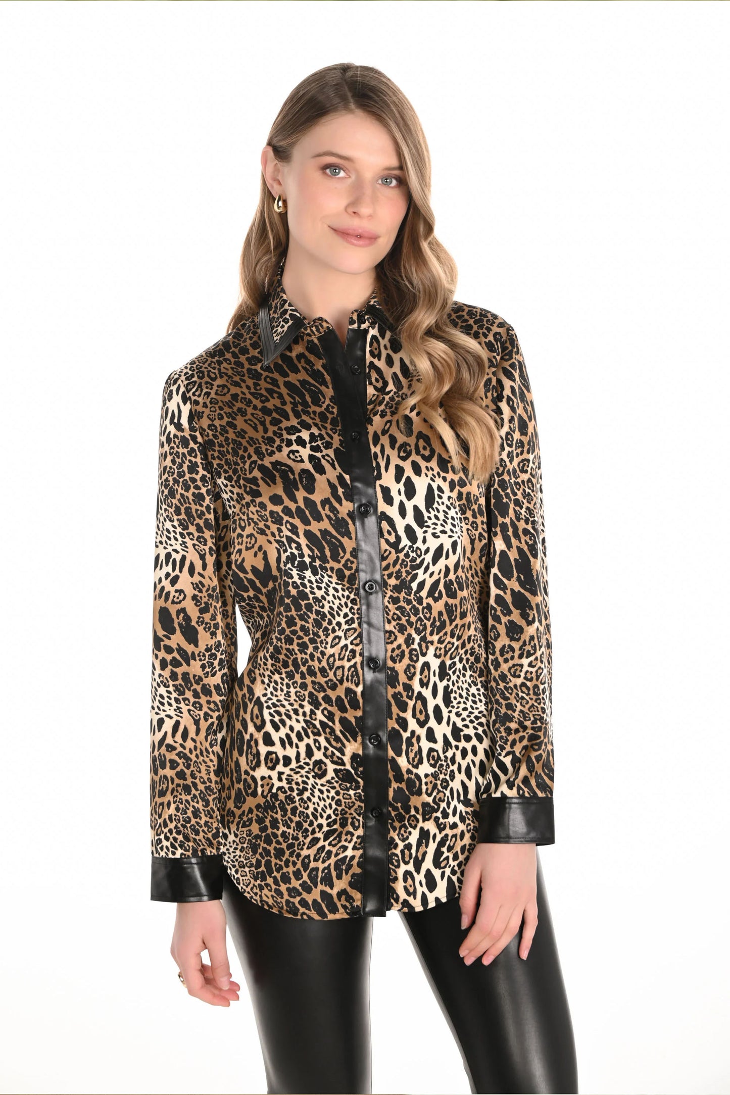 Frank Lyman Leopard Print Blouse Brown/Black 253782