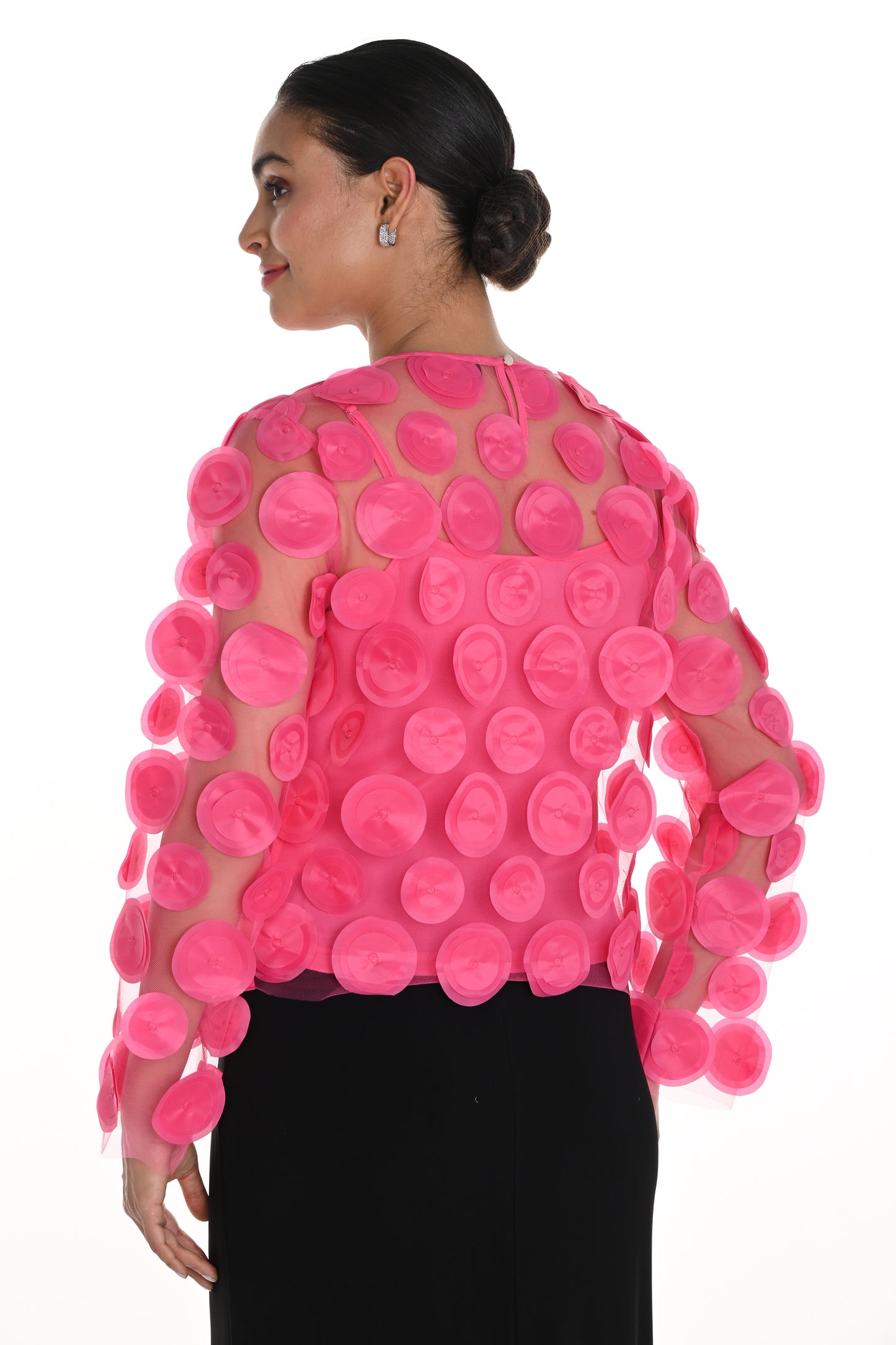 Frank Lyman 3D Circle Detail Two Piece Top Fuchsia 258745U-417