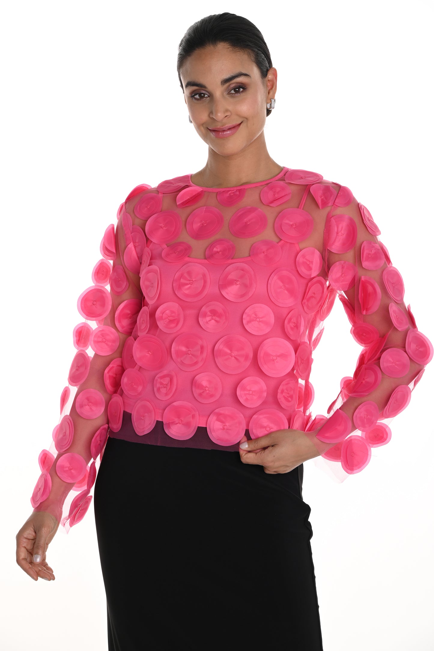 Frank Lyman 3D Circle Detail Two Piece Top Fuchsia 258745U-417
