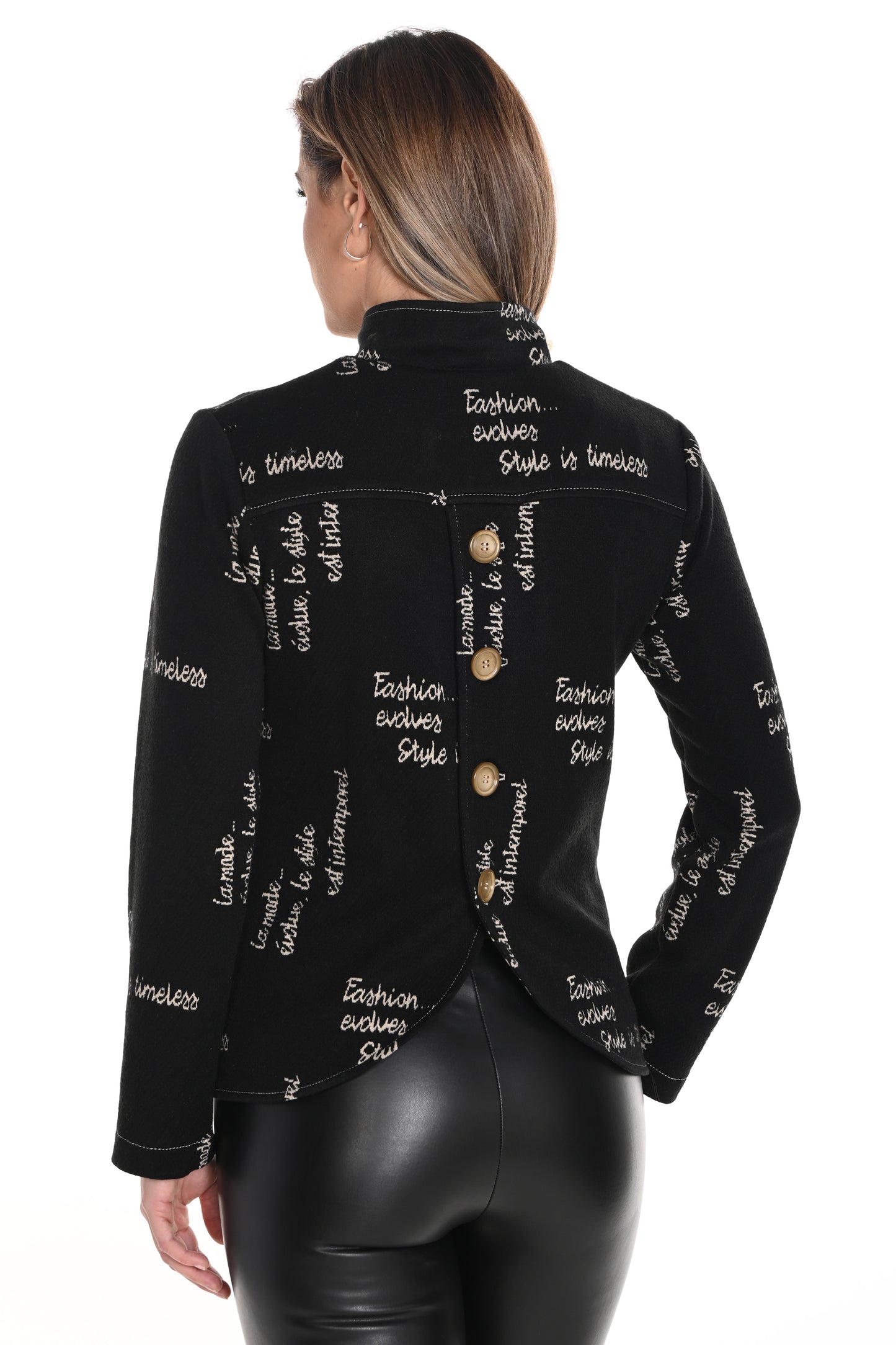 Frank Lyman Back Button Detail Jacket Black/Beige 243393
