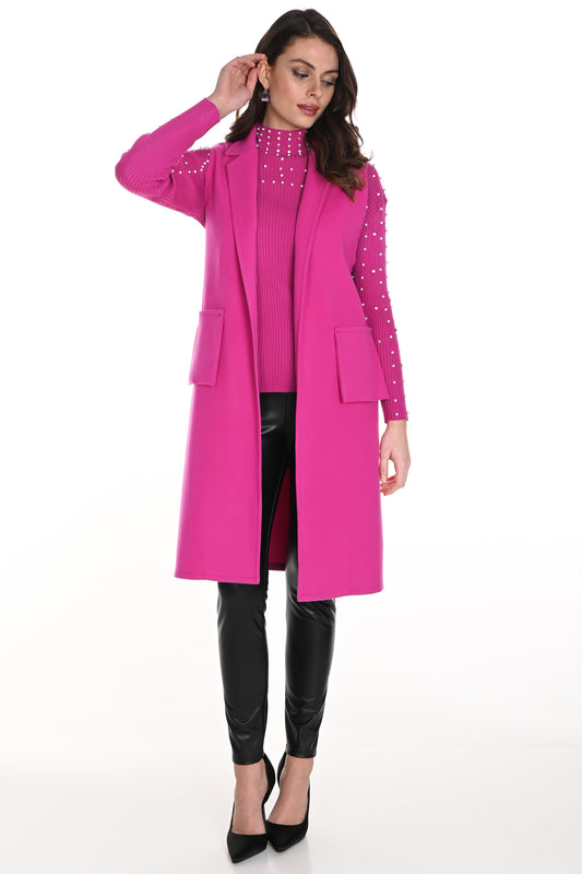 Frank Lyman Pocket Detail Collared Waistcoat Fuchsia 243616-417