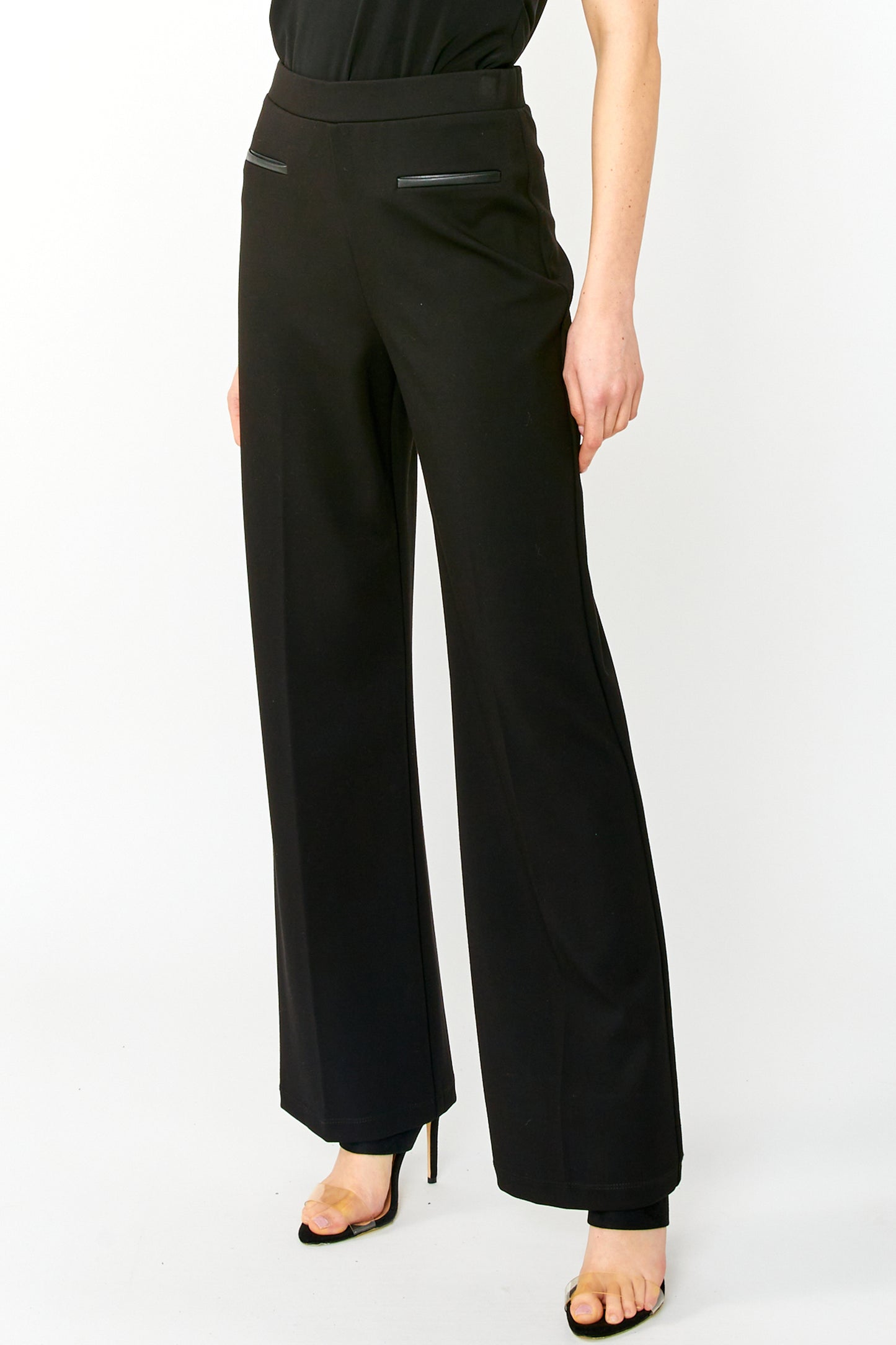 Frank Lyman Pocket Detail Wide Leg Trousers Black 243340-100