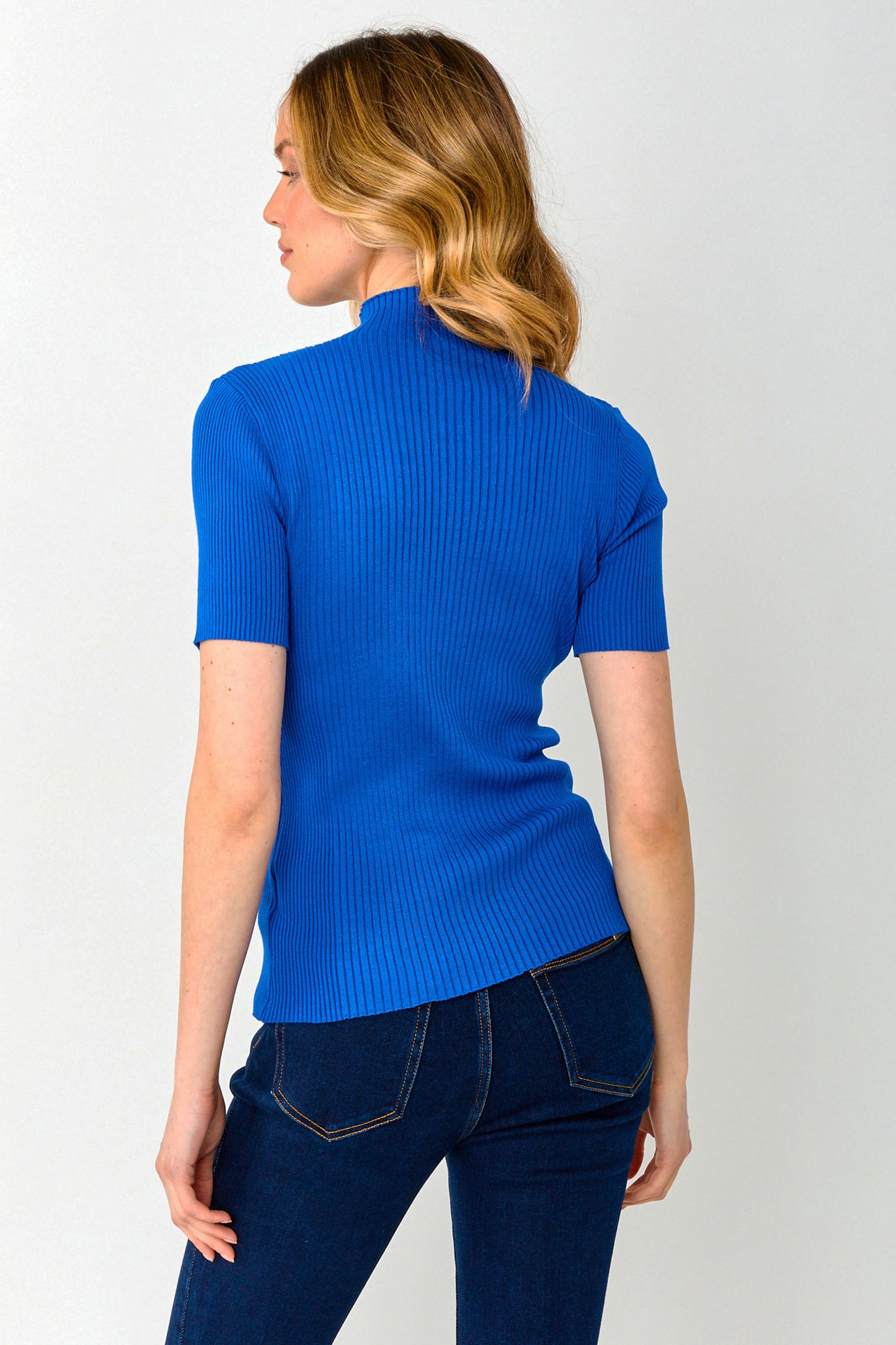 Frank Lyman Ribbed Diamanté Detail Knit Top Royal 243487-300