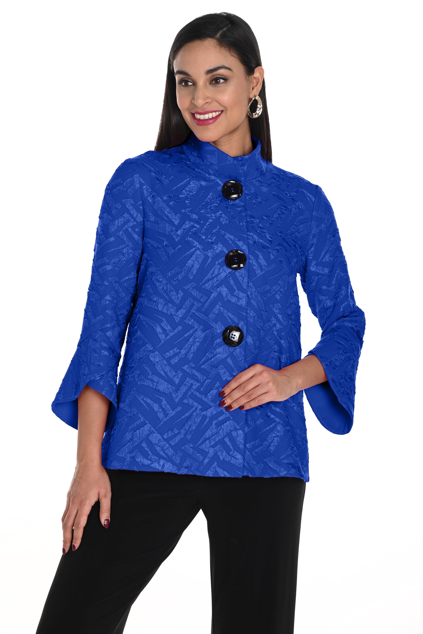 Frank Lyman Embossed Abstract Print Jacket Royal 249293