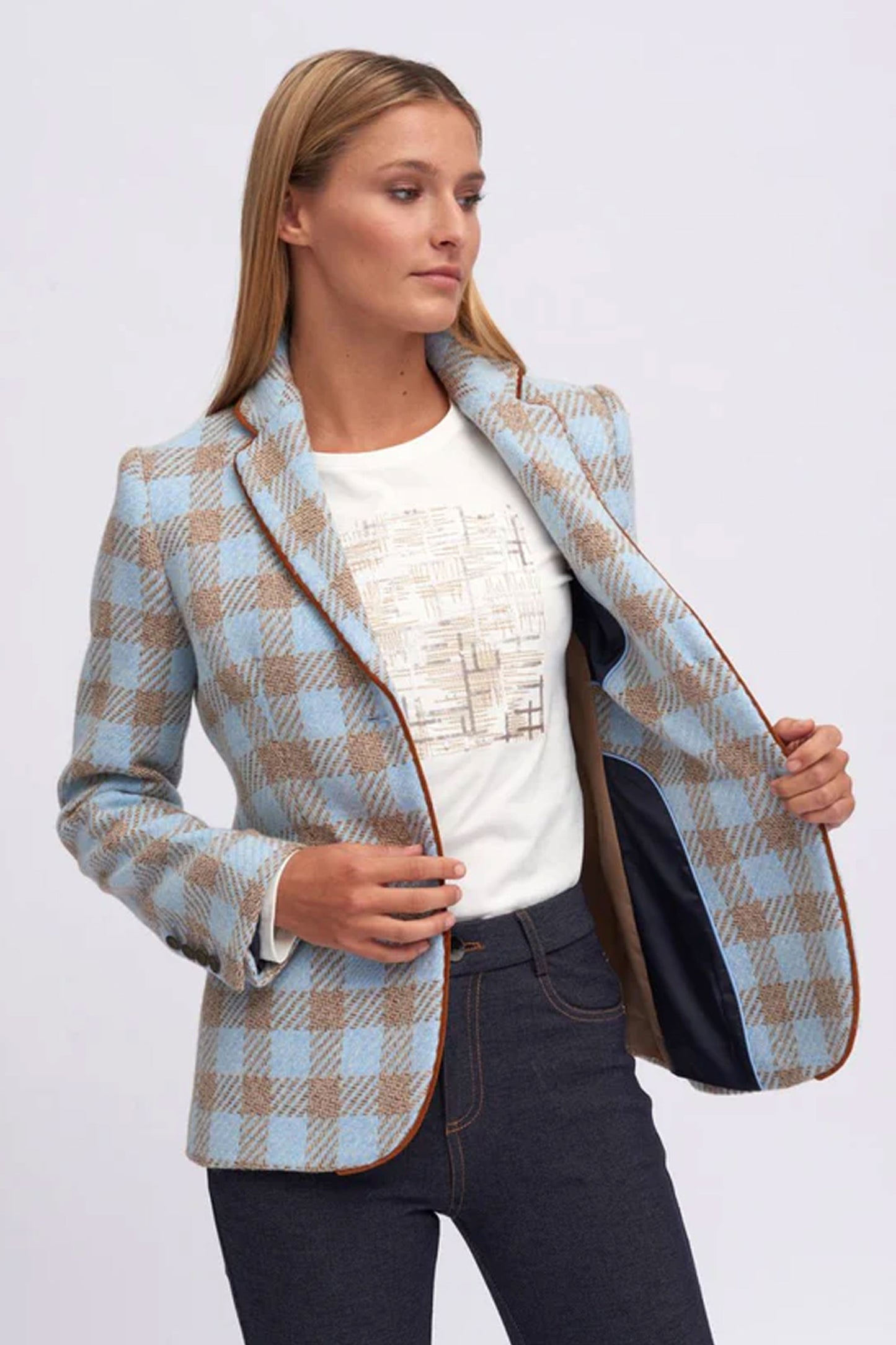 Bariloche Checked Golmayo Jacket Sky Blue Golmayo