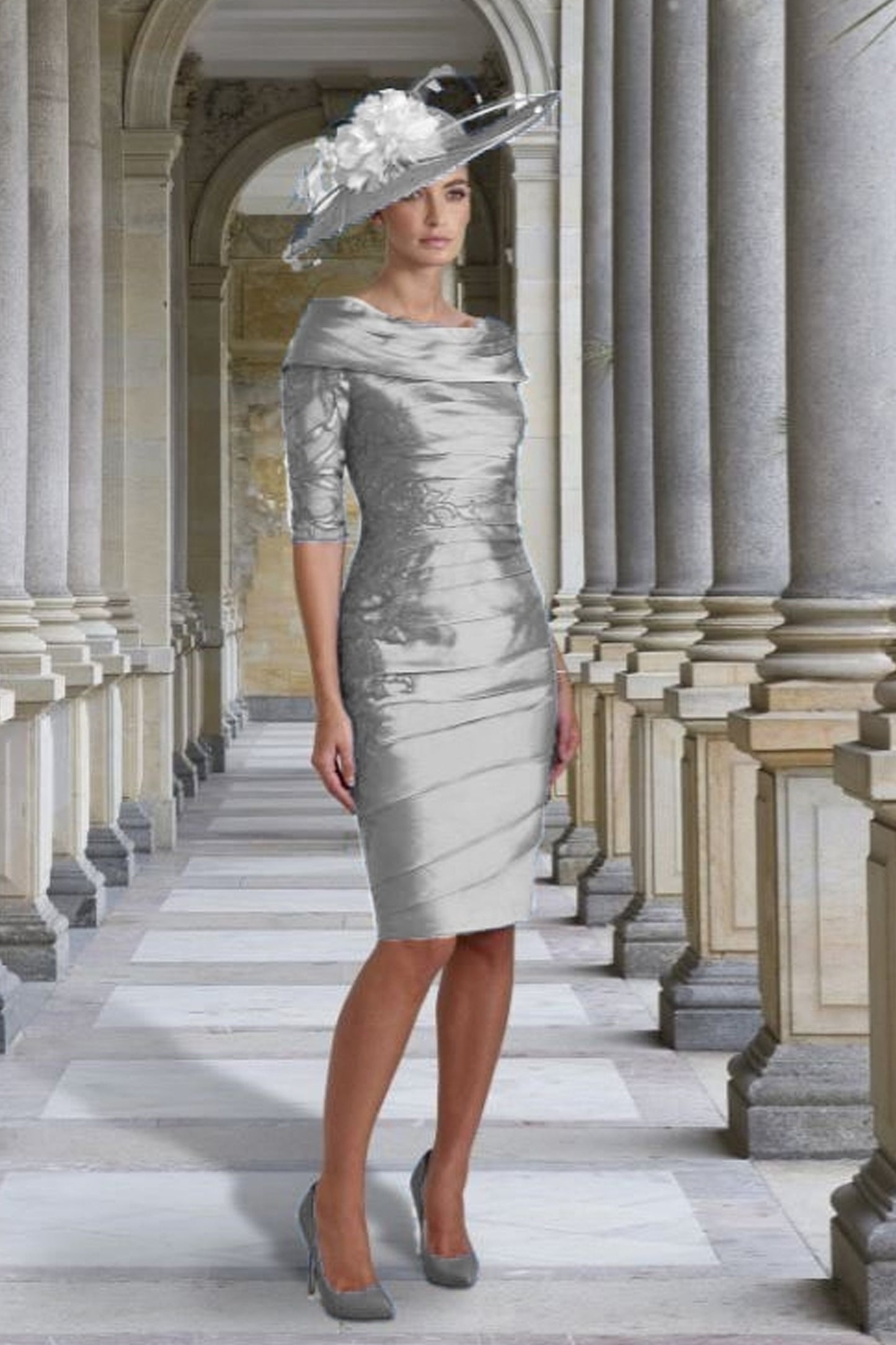 Irresistible Floral Applique Dress Silver IR5010S