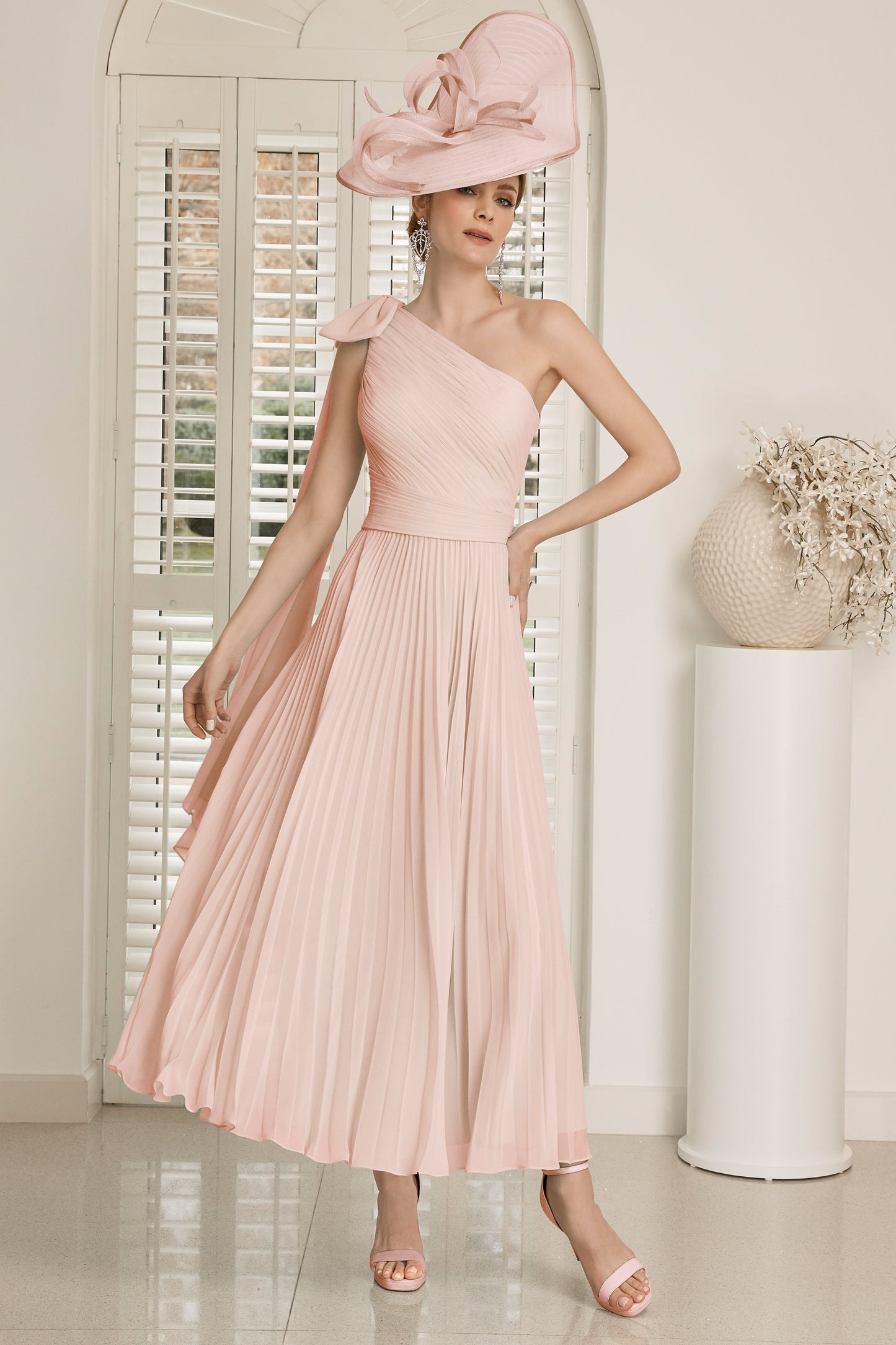 Invitations by Veni Chiffon One Shoulder Dress Rose 29870