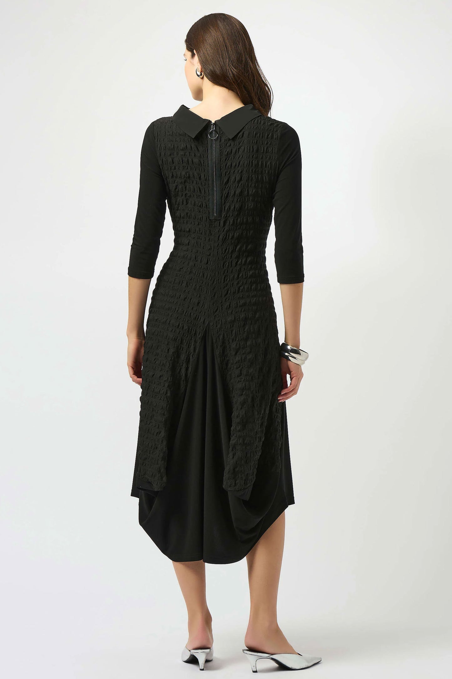 Joseph Ribkoff Bubble Jacquard & Silky Knit Cocoon Dress Black 253085-11