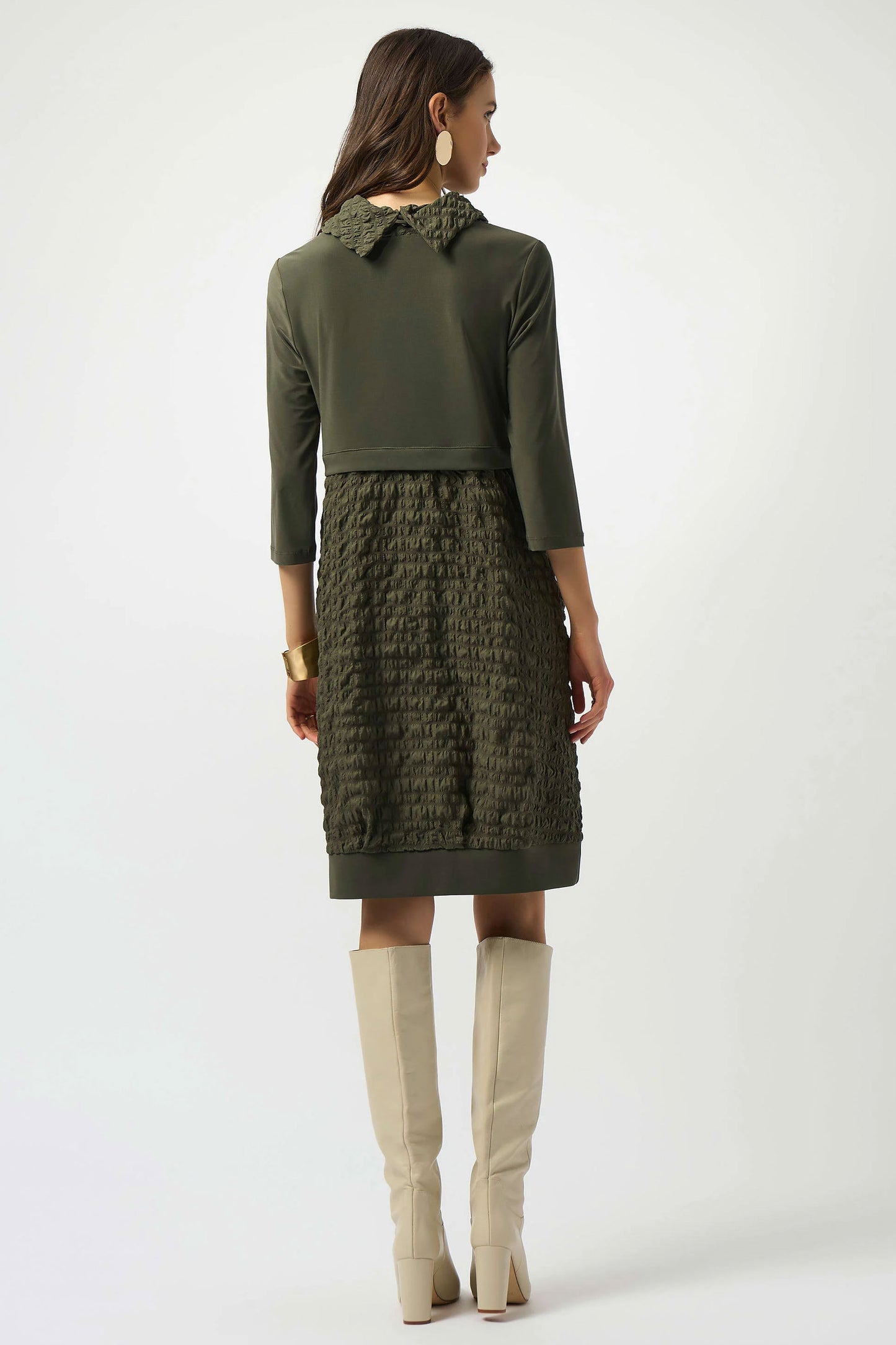 Joseph Ribkoff Jacquard And Silky Knit Cocoon Dress Avocado 243114F25-3380