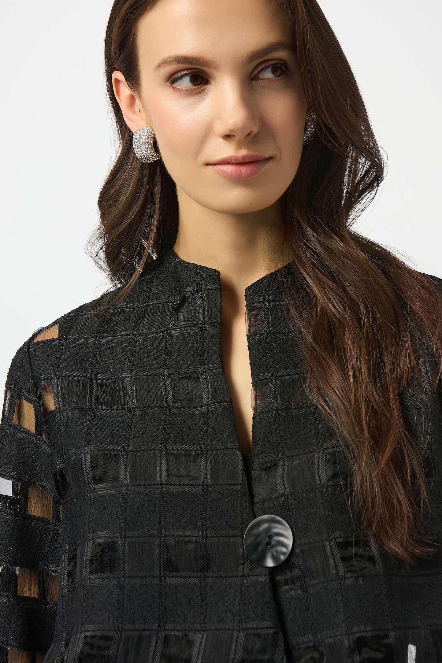 Joseph Ribkoff Novelty Checkered Print Swing Jacket Black 253199-11