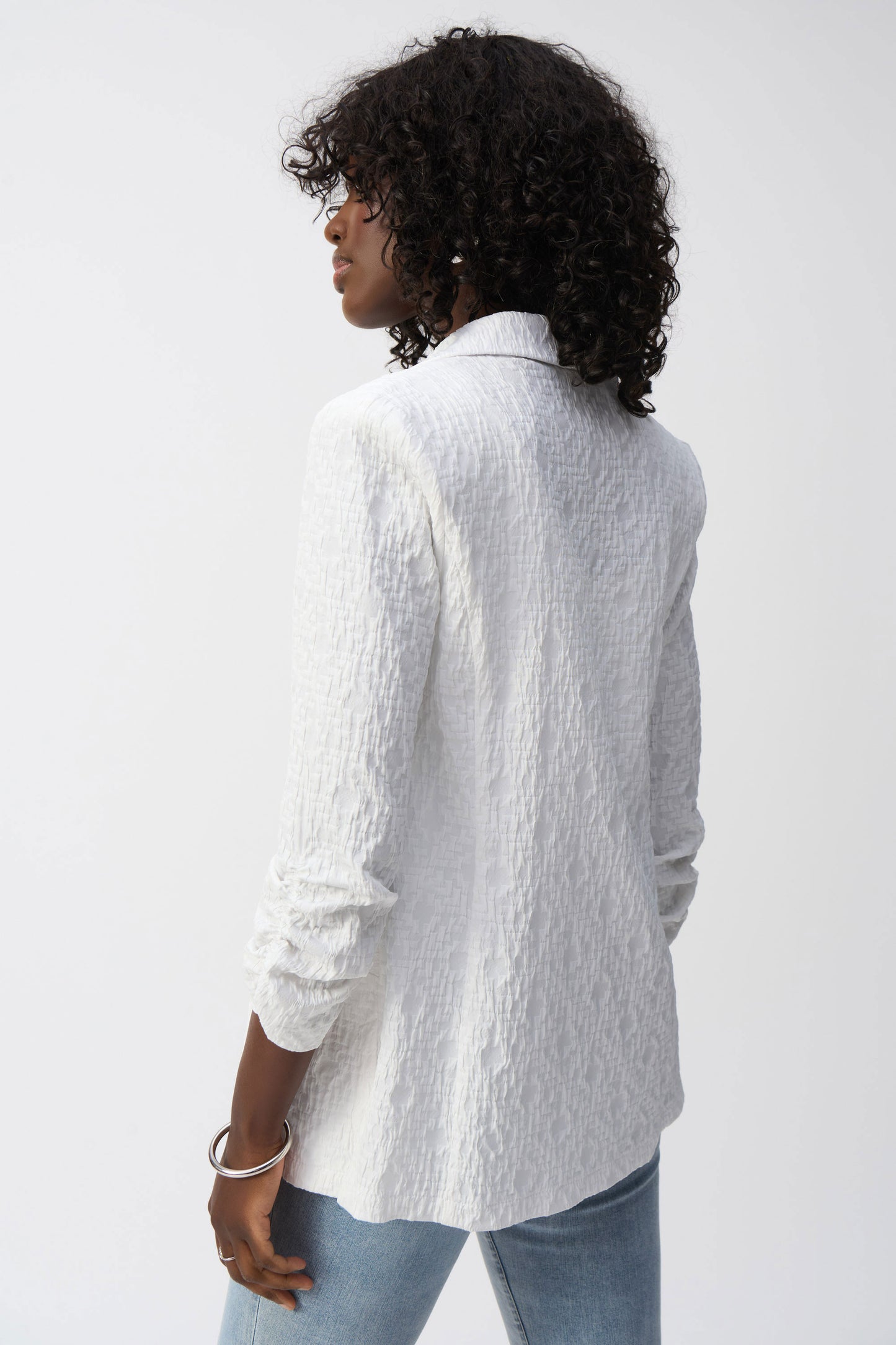 Joseph Ribkoff Woven Jacquard Boxy Blazer White 242034-12