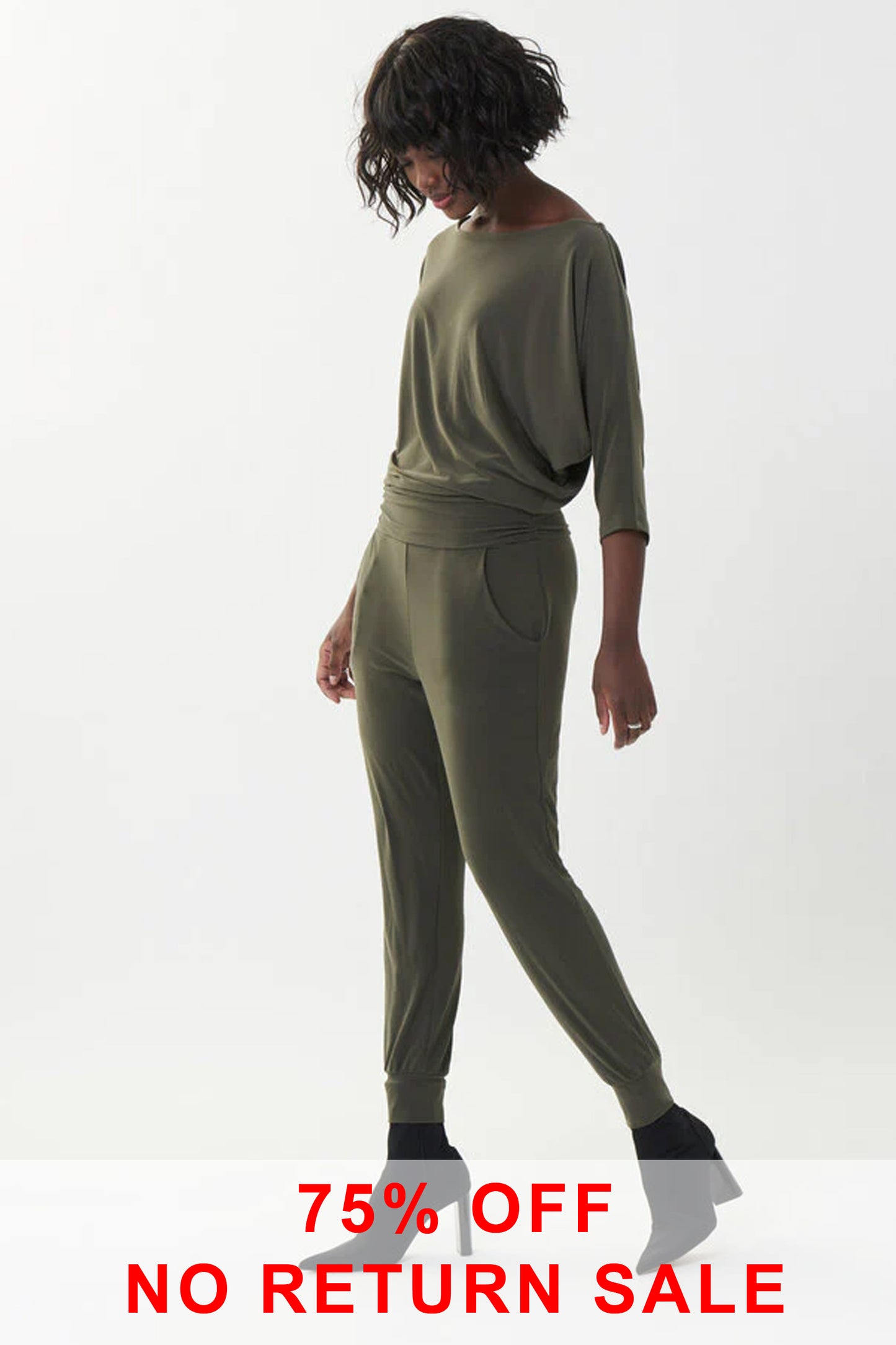 Joseph Ribkoff Off The Shoulder Jumpsuit Avocado 223169-3380