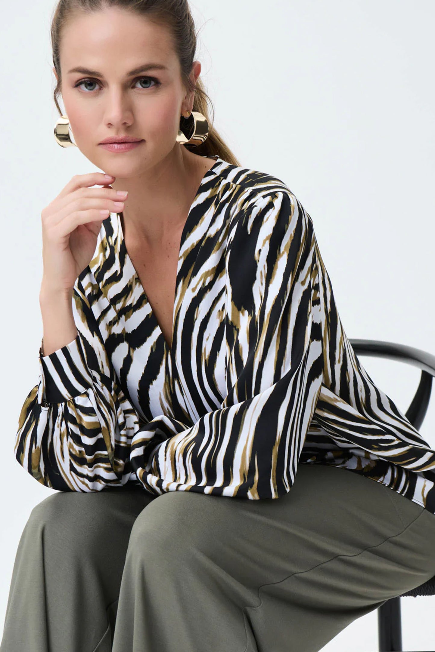 Joseph Ribkoff Printed Long Sleeve Top Vanilla/Multi 231191-2539