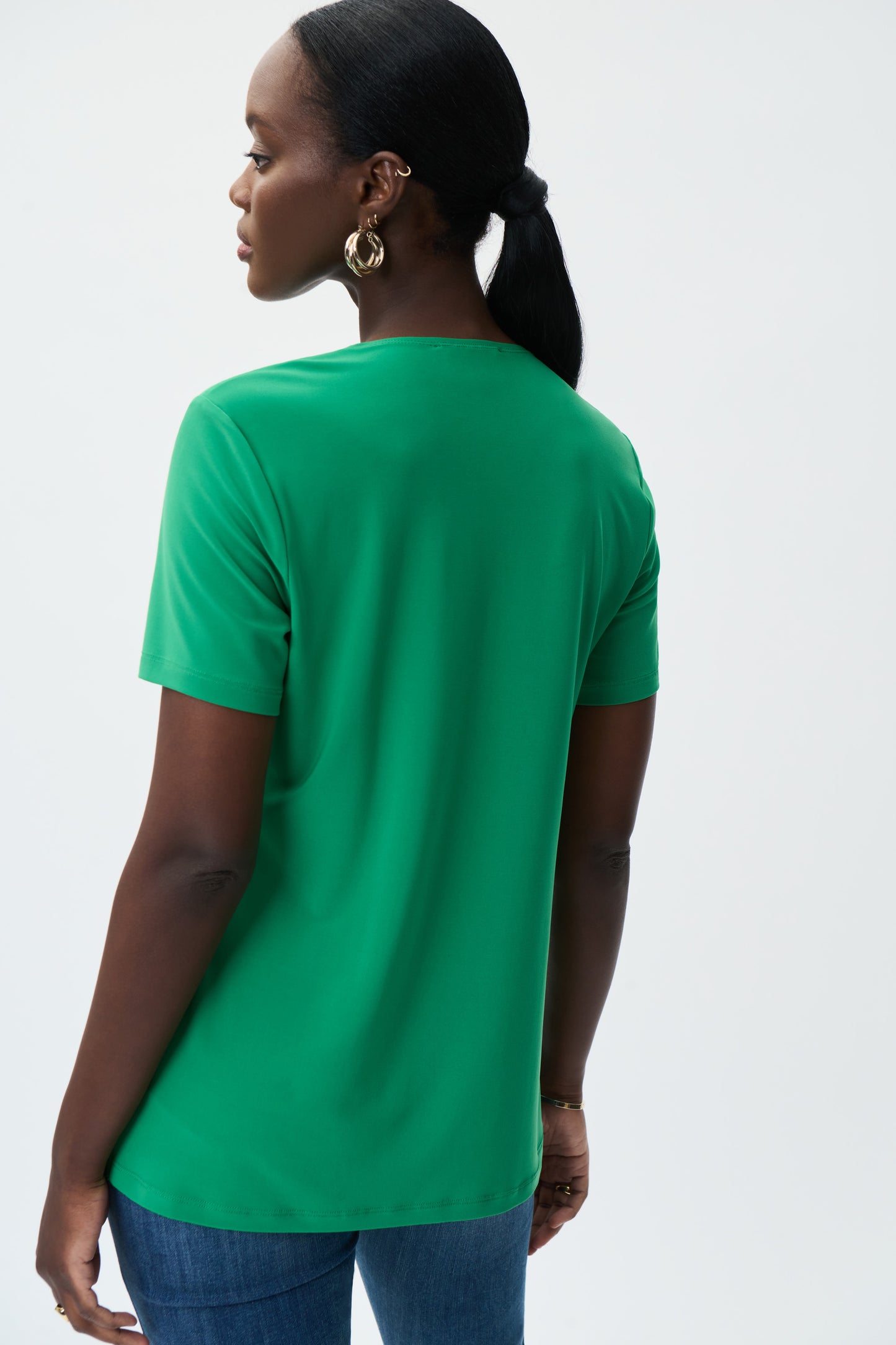 Joseph Ribkoff Square Neck Split Hem Top Foliage Green 231264-3993