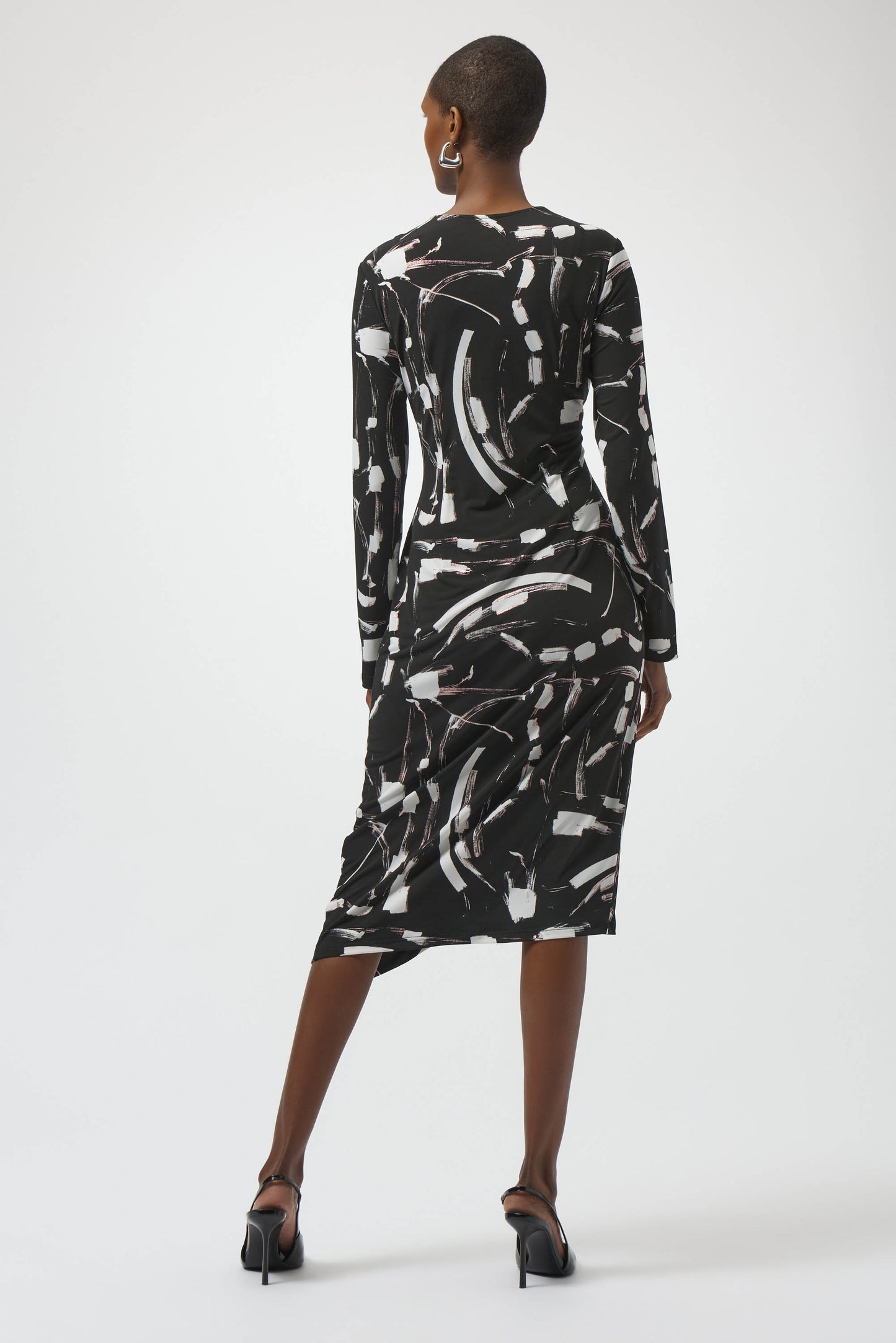 Joseph Ribkoff Foiled Silky Knit Abstract Print Wrap Dress Black/Multi 254190-178