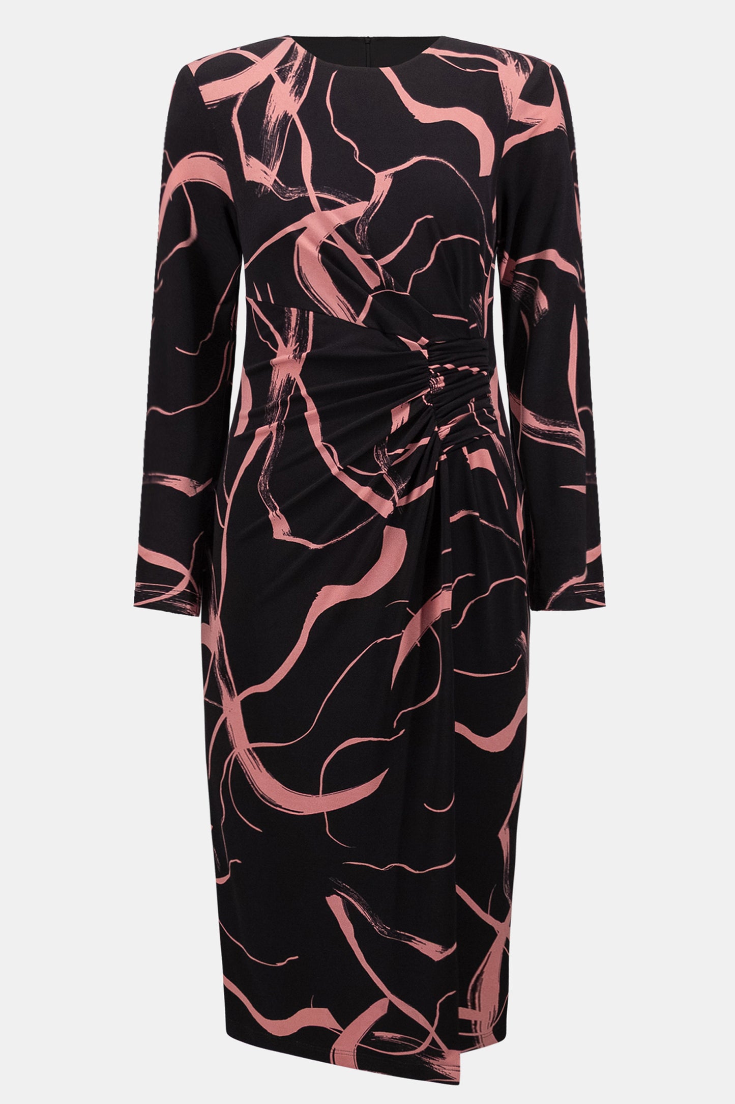 Joseph Ribkoff Silky Knit Printed Wrap Dress Black/Pink 263218-435