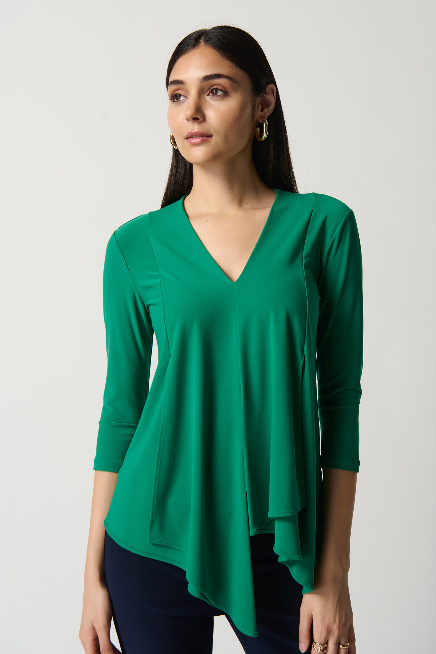 Joseph Ribkoff Front Panel Drape Top Kelly Green 161066-4094