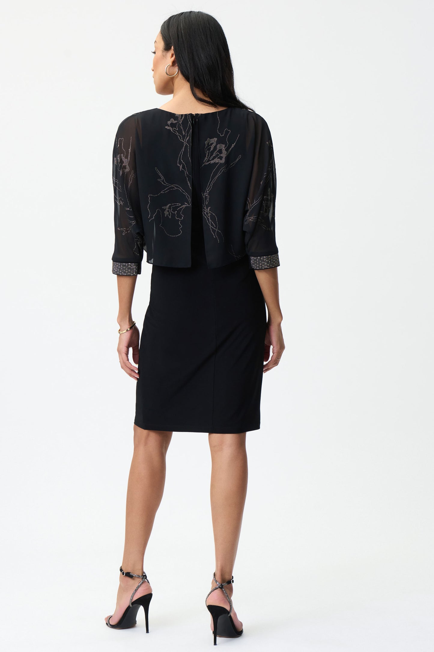 Joseph Ribkoff Sheer Floral Overlay Dress Black/Multi 224001-275