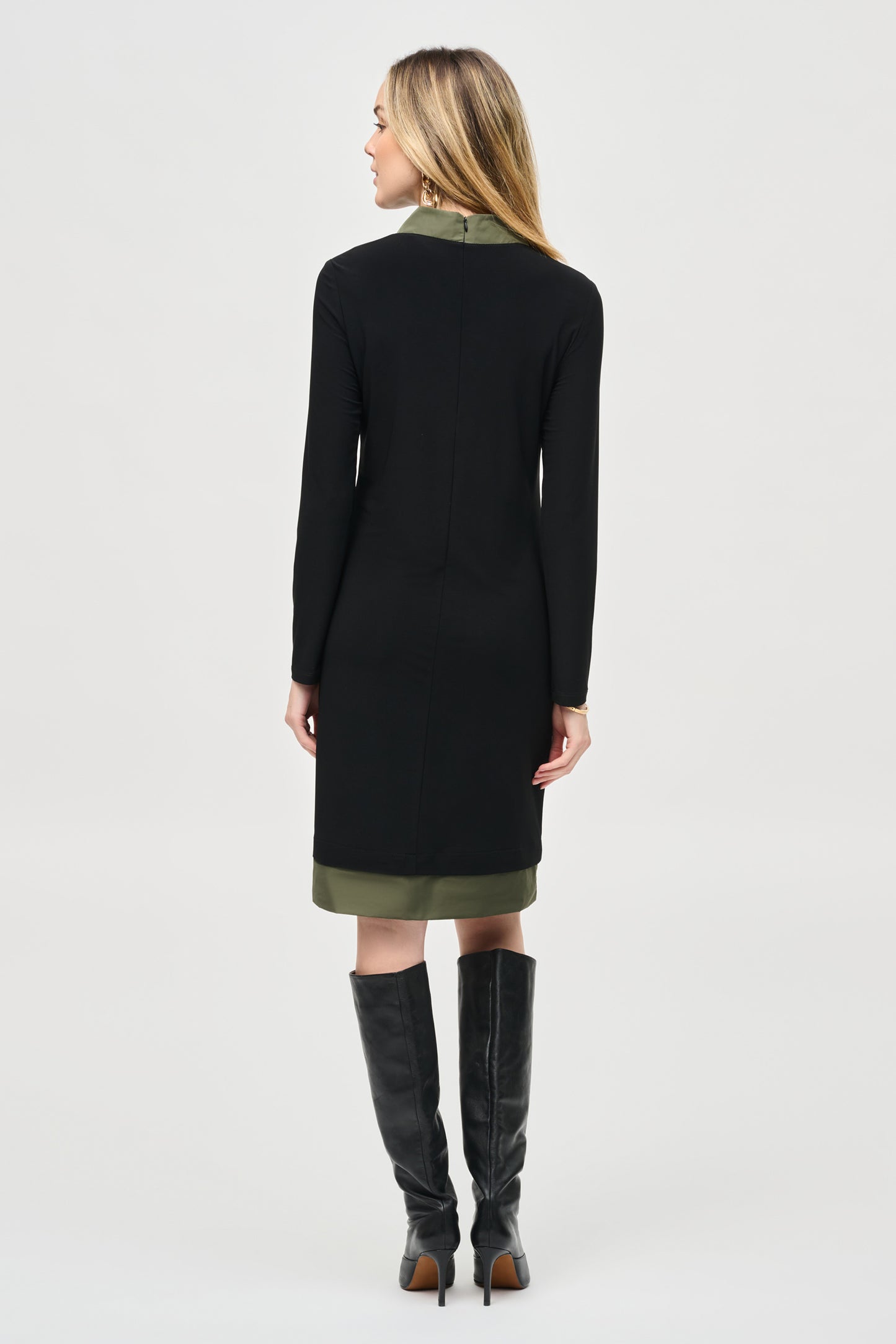 Joseph Ribkoff Silky Knit And Memory Trapeze Dress Black/Iguana 243031-4294