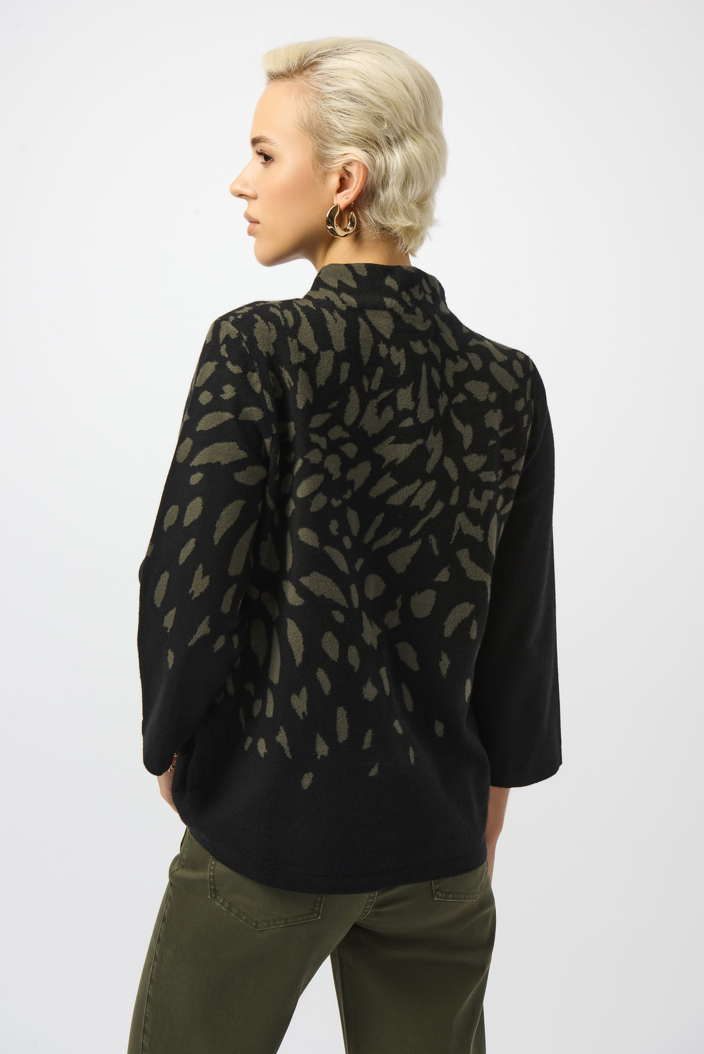 Joseph Ribkoff Jacquard Animal Print Sweater Avocado 253912-3943