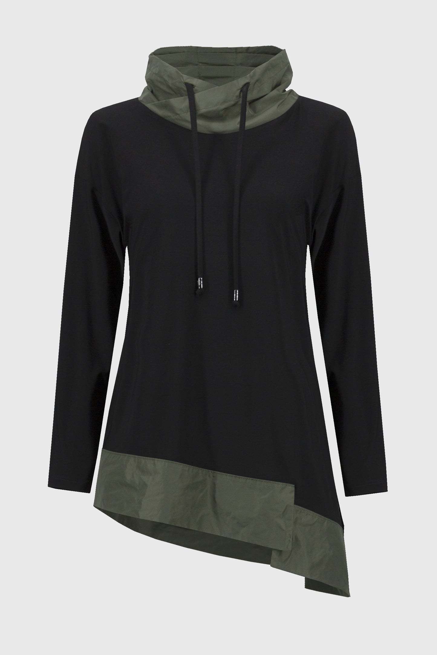 Joseph Ribkoff Silky Knit And Memory Asymmetrical Tunic Black/Iguana 244234-4294