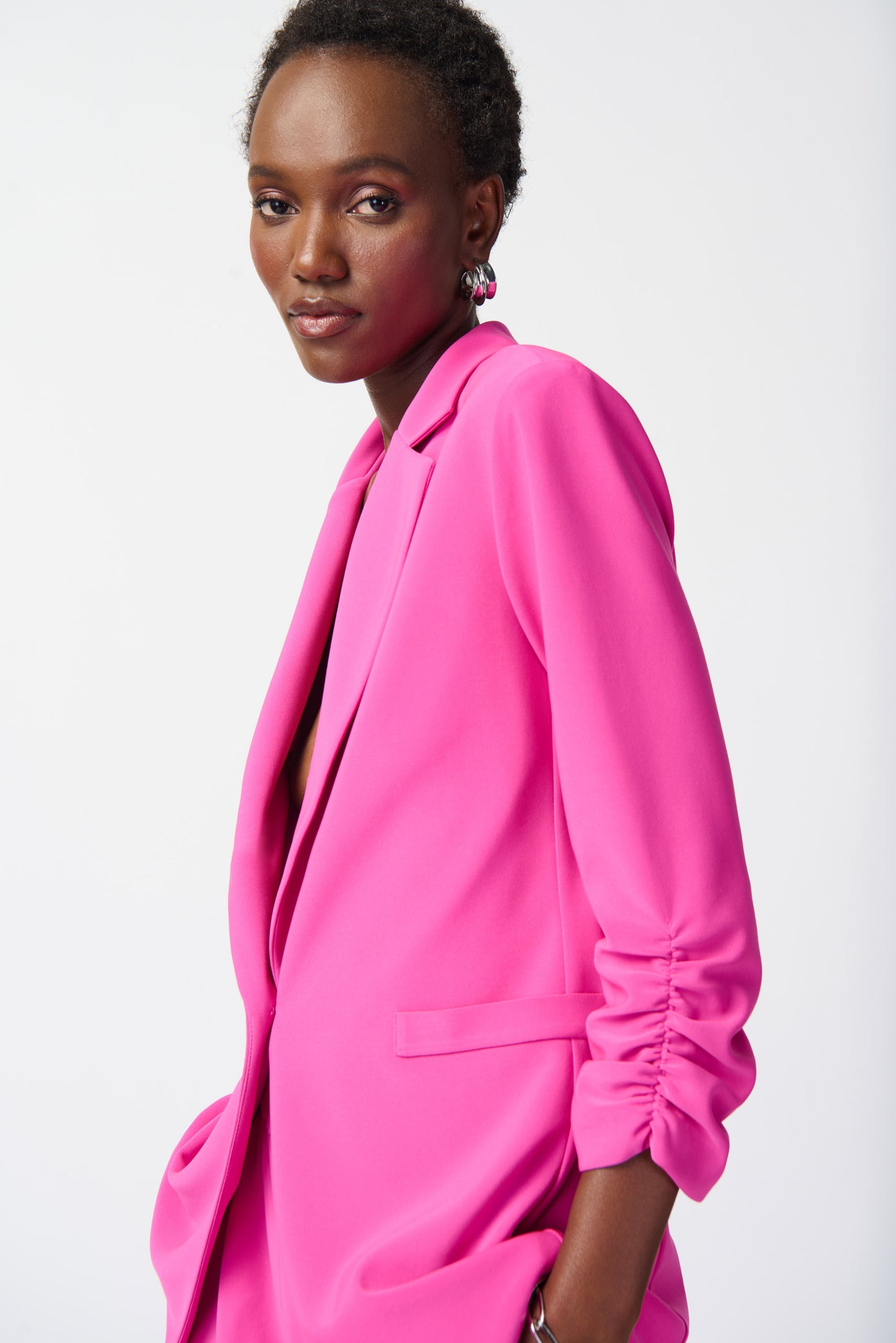 Joseph Ribkoff Silky Knit Blazer with Shirred Sleeves Ultra Pink 241031-4202