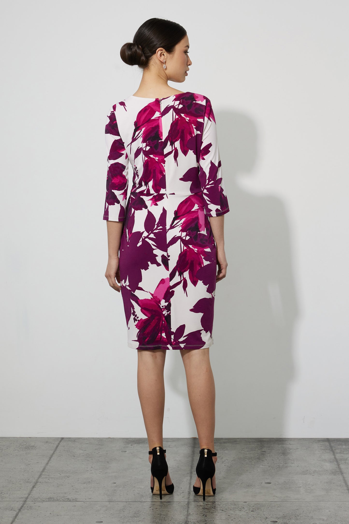 Joseph Ribkoff Floral Knot Twist Dress Champagne/Mulberry 223712