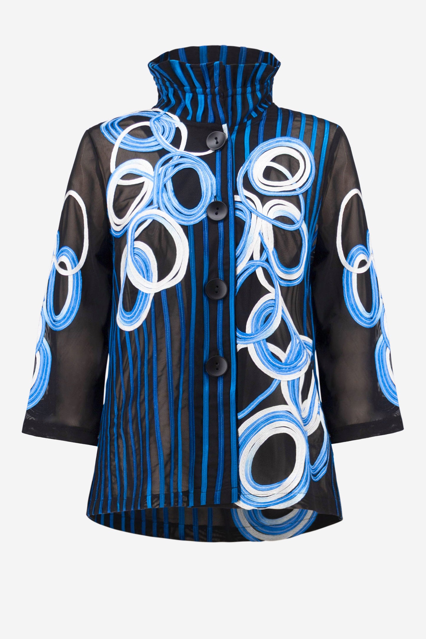 Joseph Ribkoff Satin & Mesh Soutache Jacket Black/Multi 261904-178