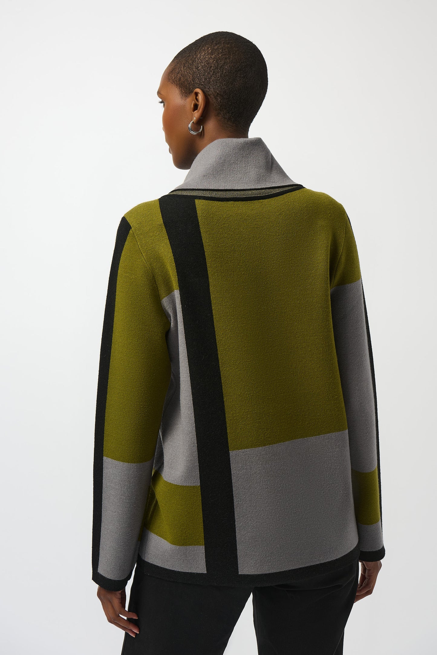 Joseph Ribkoff Jacquard Sweater Colour Block Pullover Black/Artichoke/Grey 253911-4452