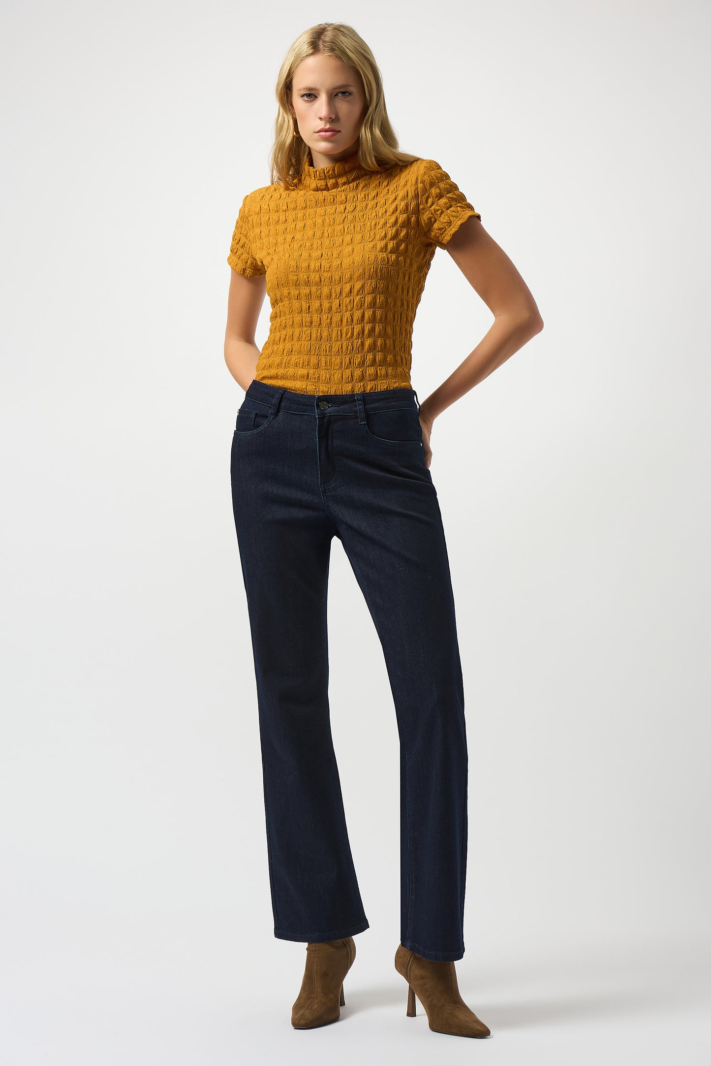 Joseph Ribkoff Textured Knit Fitted Top Medallion 253256-4430