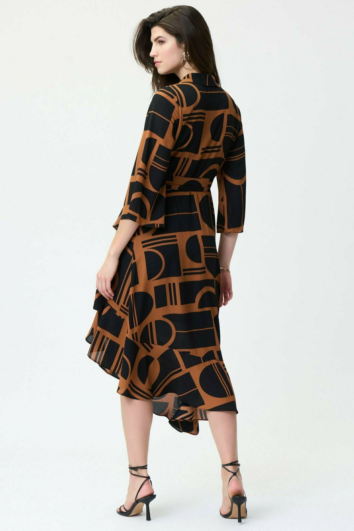 Joseph Ribkoff Abstract Print Wrap Dress Maple/Black 224086-3902