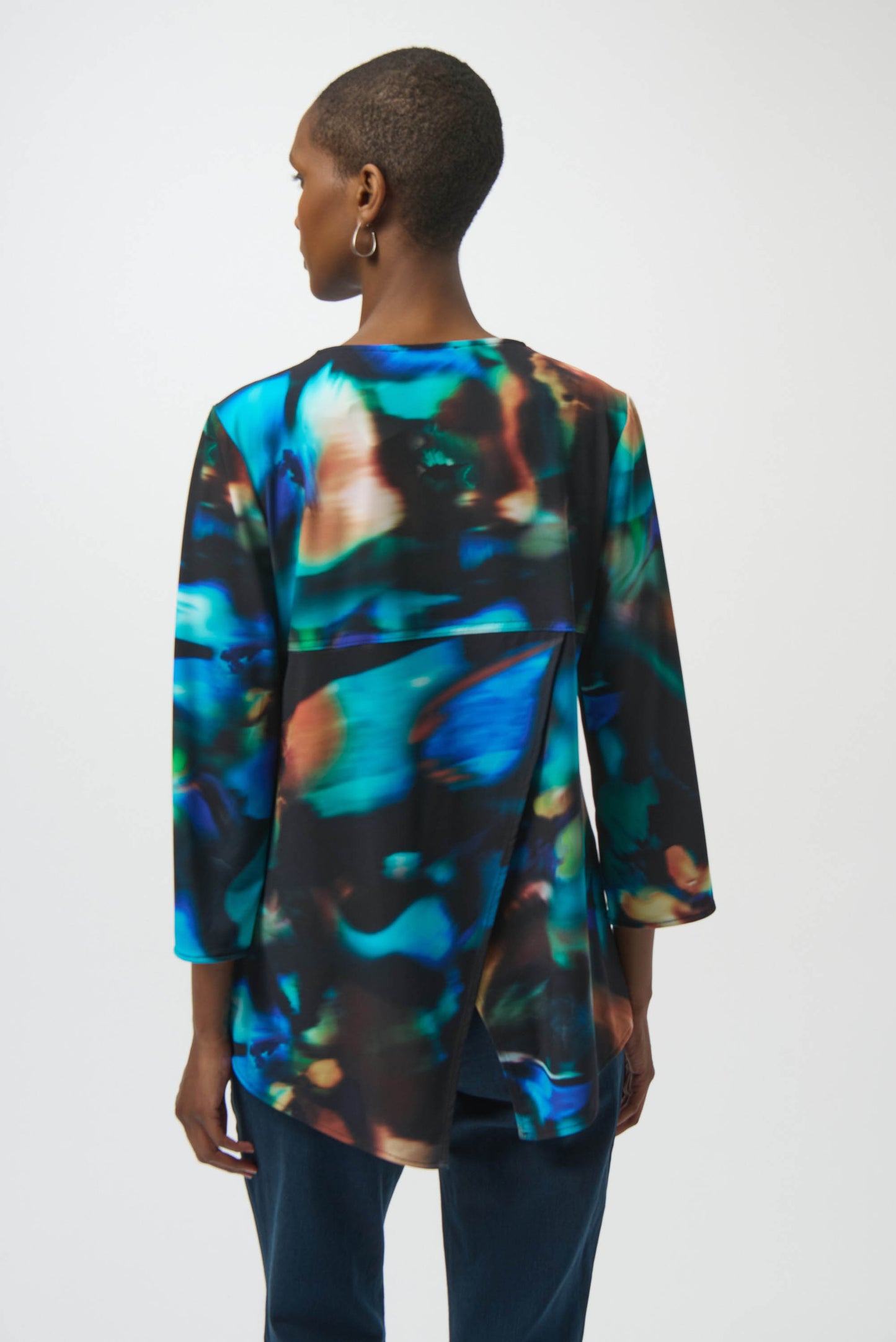 Joseph Ribkoff Silky Knit Abstract Print Fit and Flare Tunic Black/Multi 254204-178