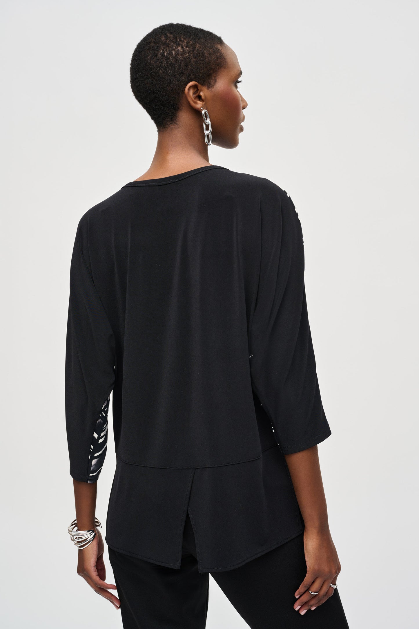 Joseph Ribkoff Woven Abstract Print Top Black/Multi 243331-178