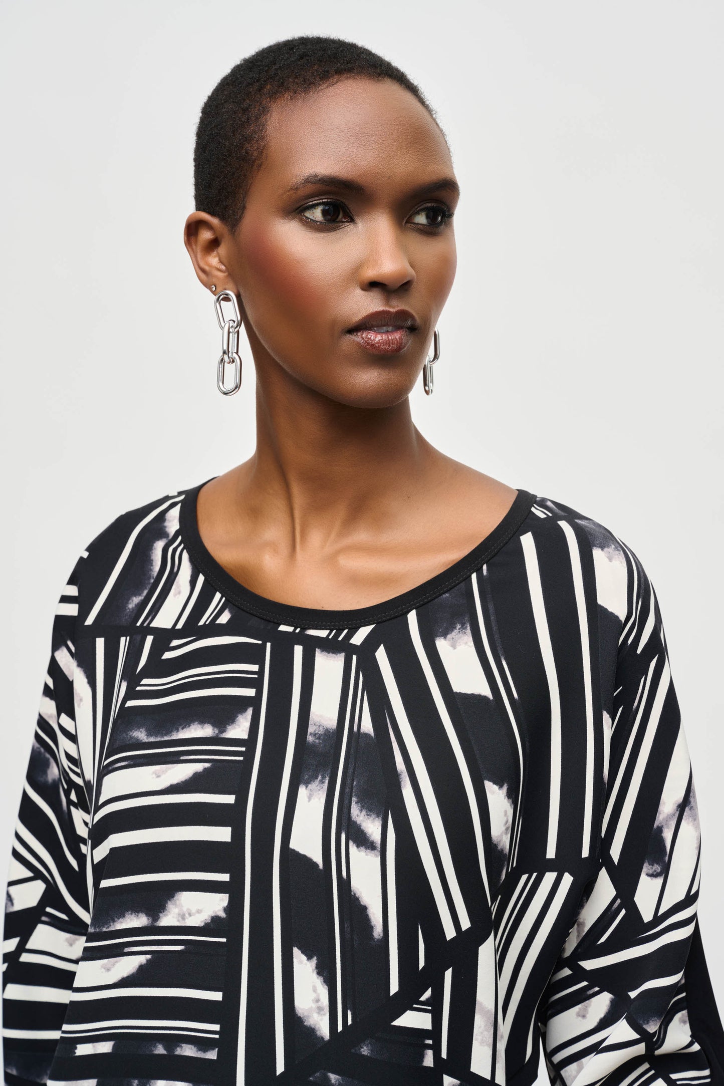 Joseph Ribkoff Woven Abstract Print Top Black/Multi 243331-178