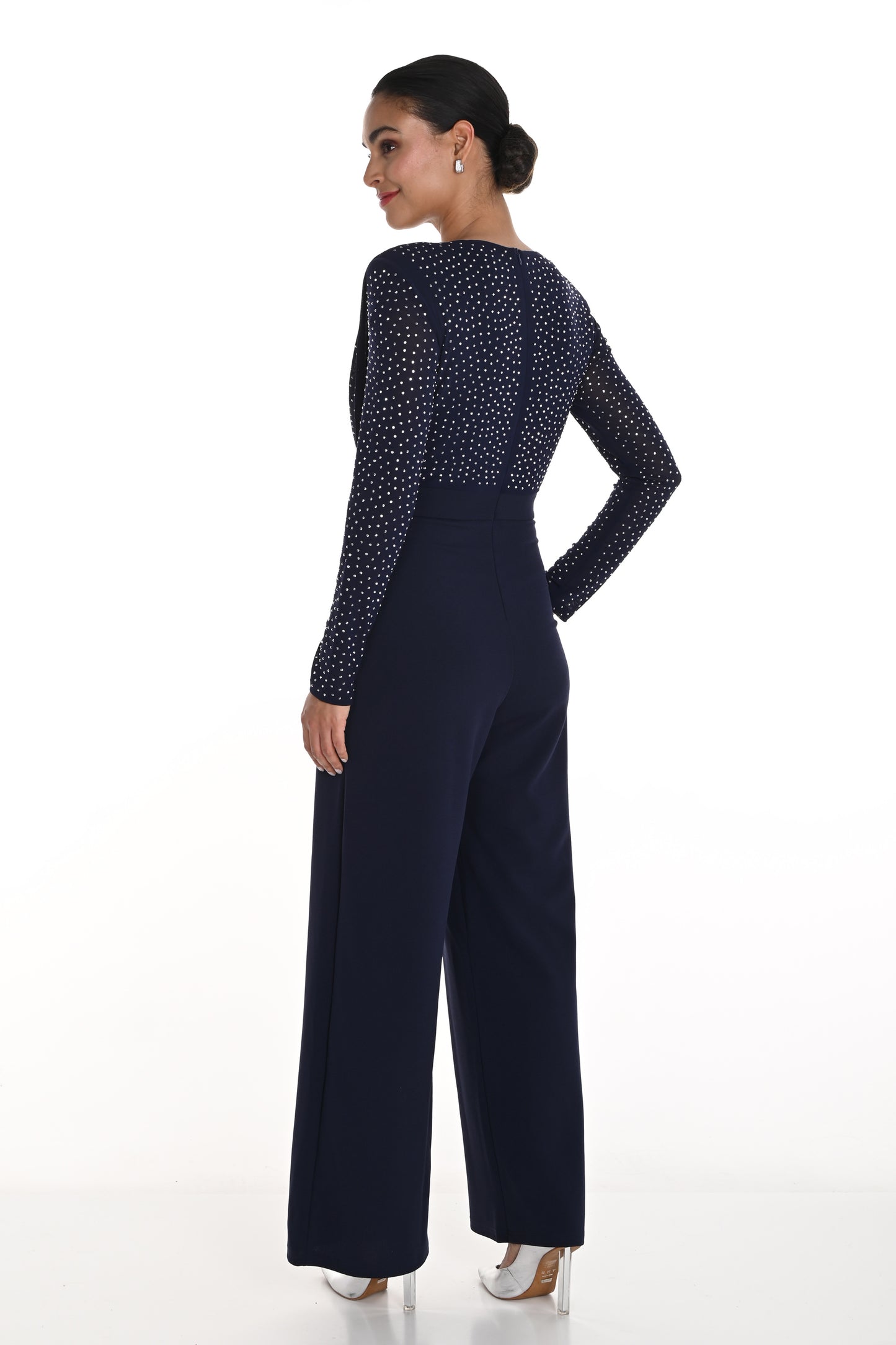 Frank Lyman Embellished Cowl Neckline Jumpsuit Navy 258721U-301