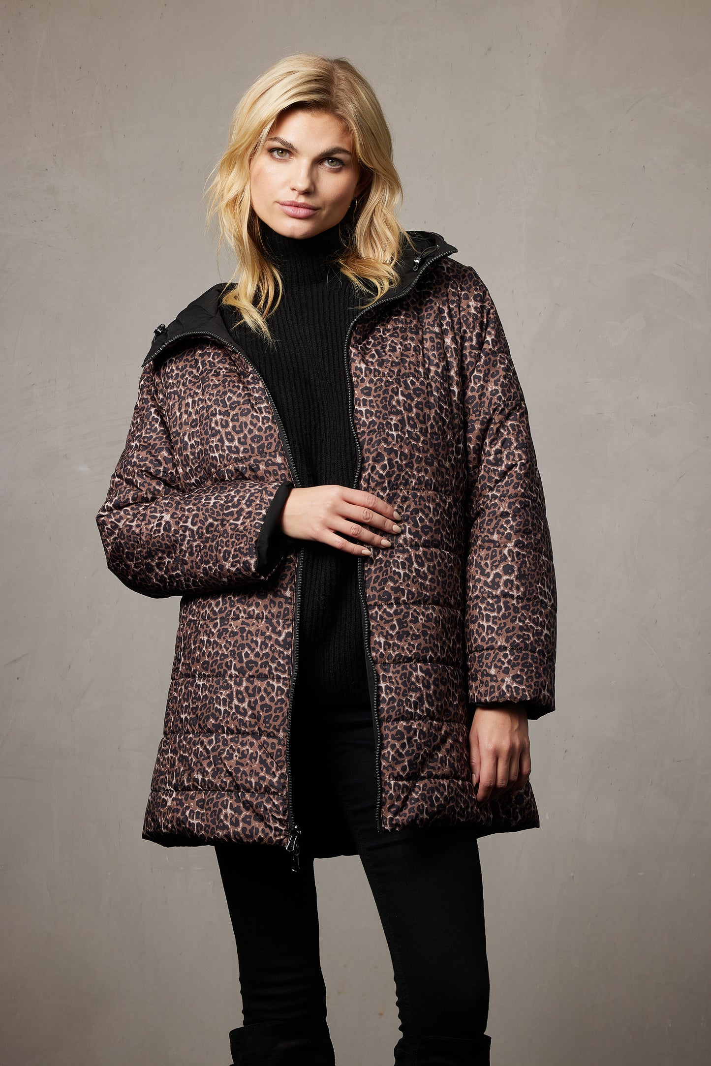 Junge Rerversible Makenzie Coat - Black/Leo - 0225-2089-86-90