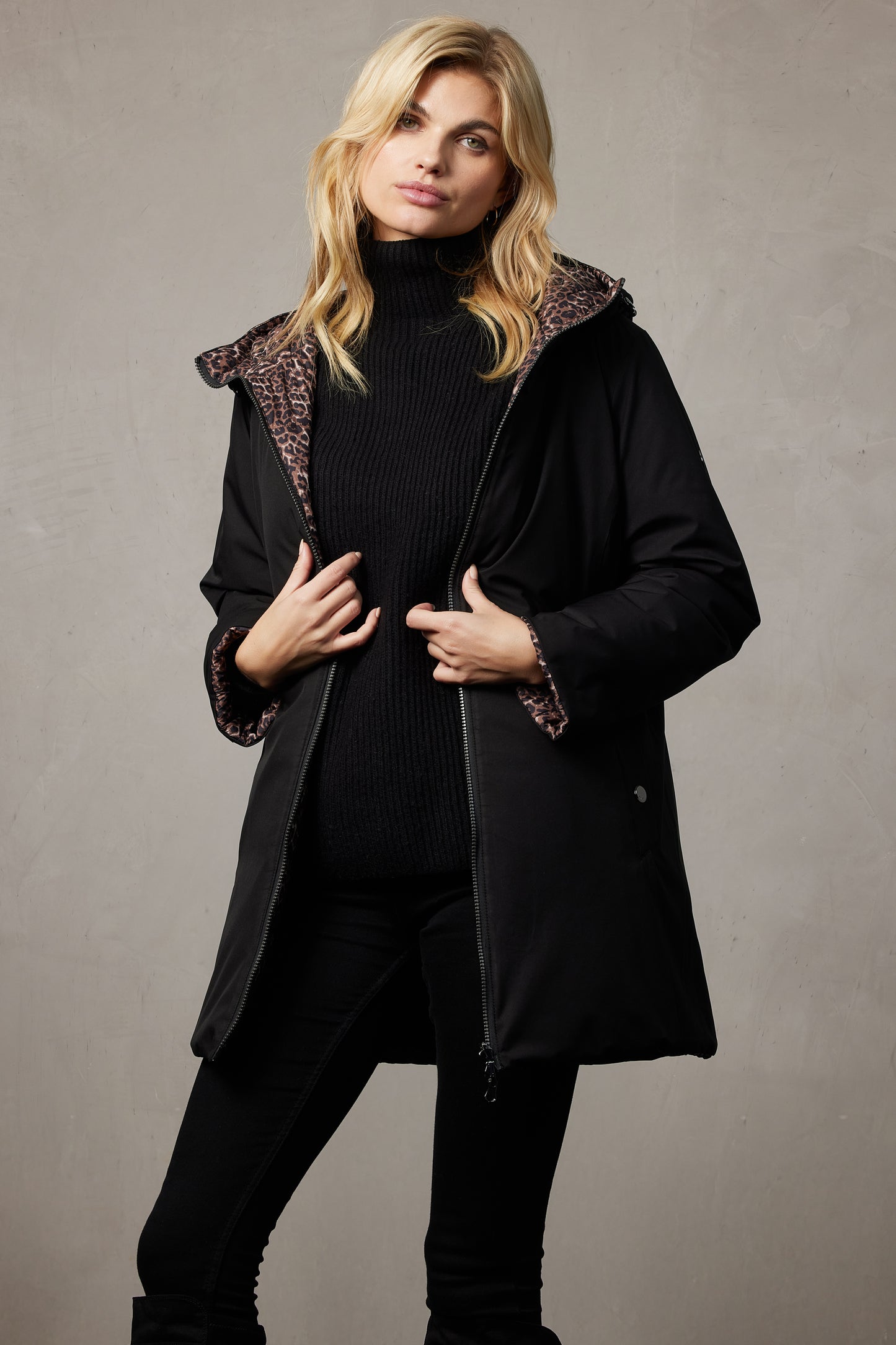 Junge Rerversible Makenzie Coat - Black/Leo - 0225-2089-86-90
