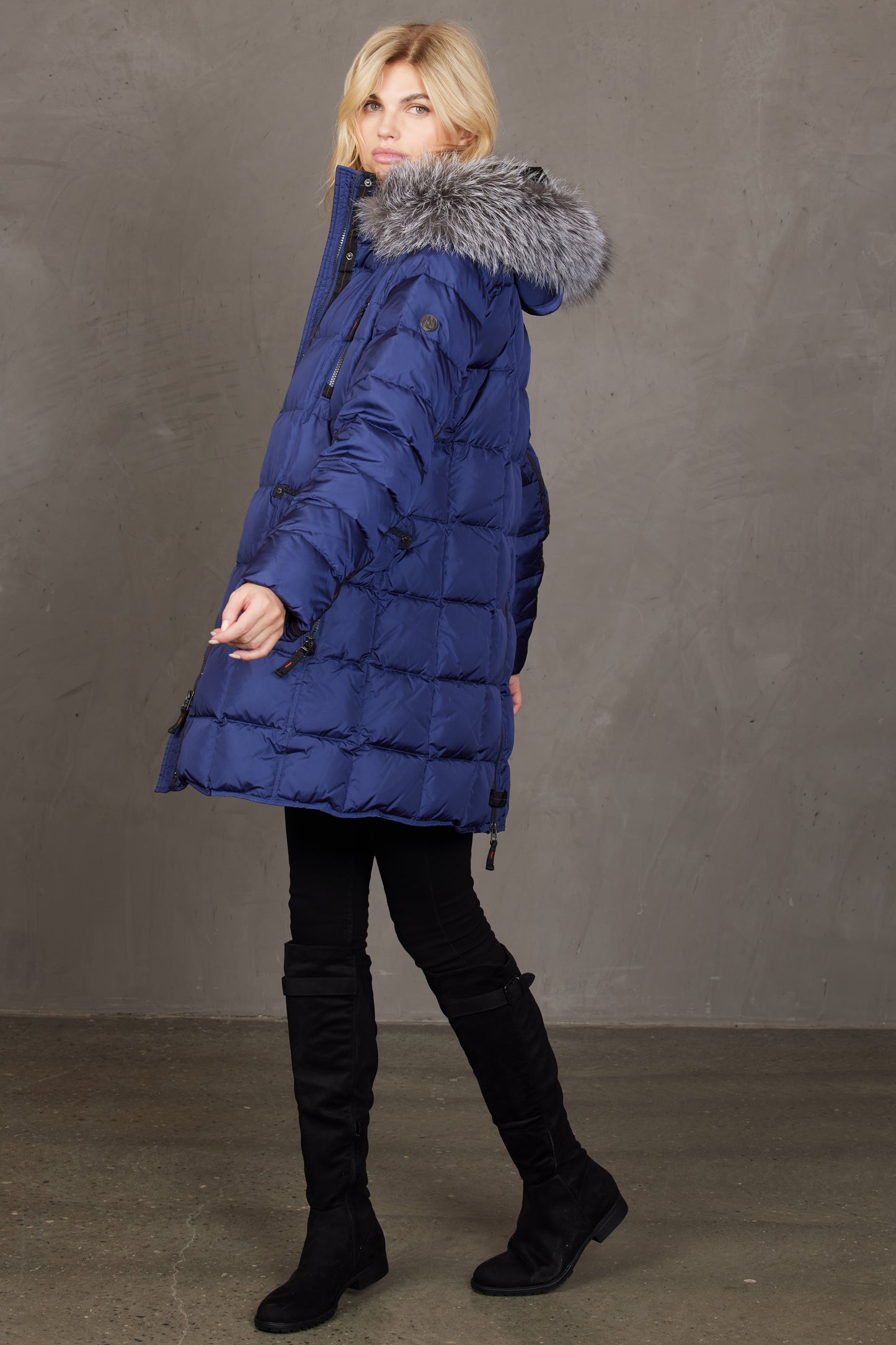 Junge Down Longline Mary Coat - Midnight Blue - 0225-2060-65-55