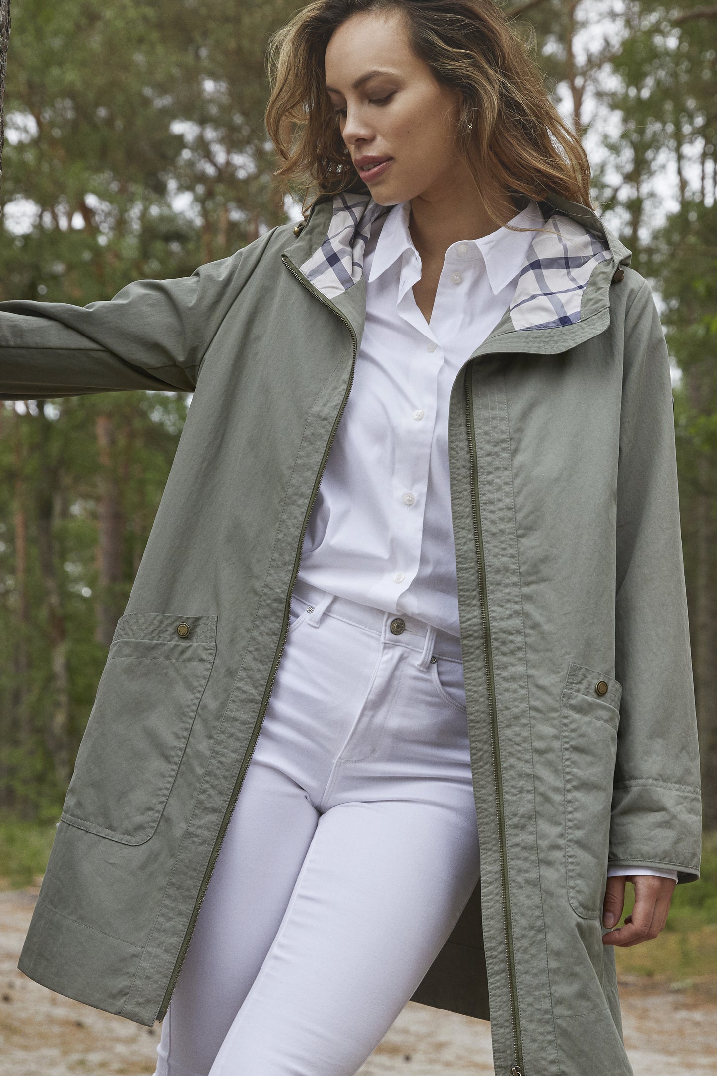 Junge Checked Detail Laila Quilted Jacket Olive 0125-2816-46-45