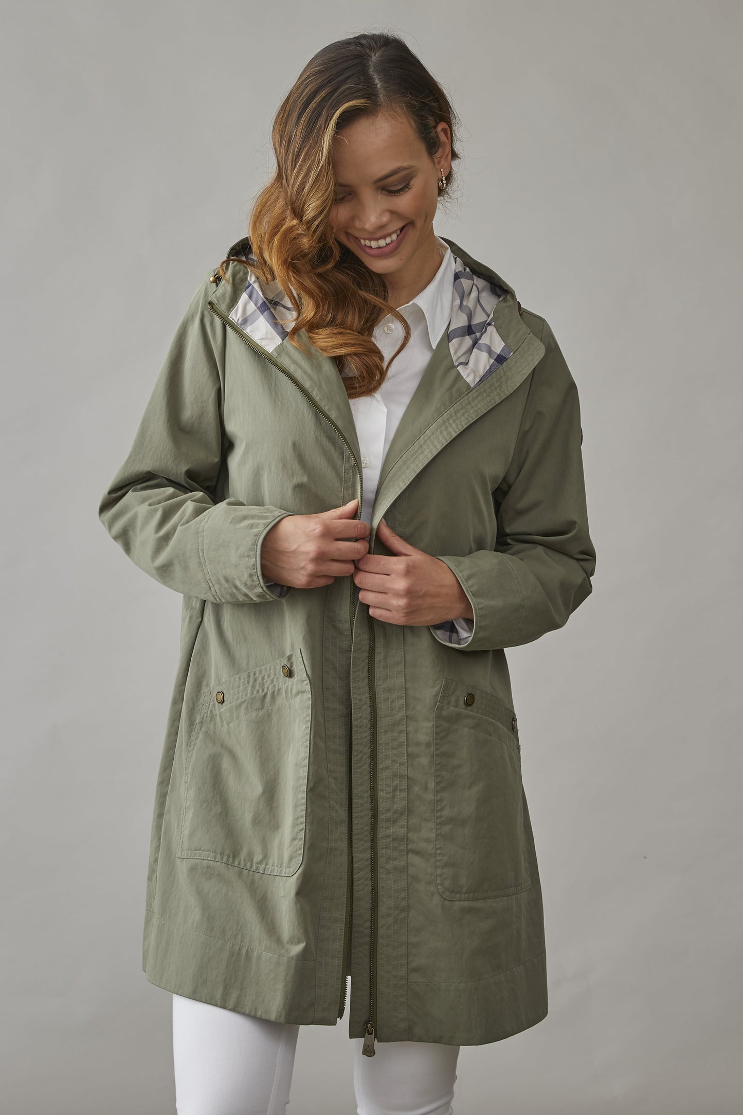 Junge Checked Detail Laila Quilted Jacket Olive 0125-2816-46-45