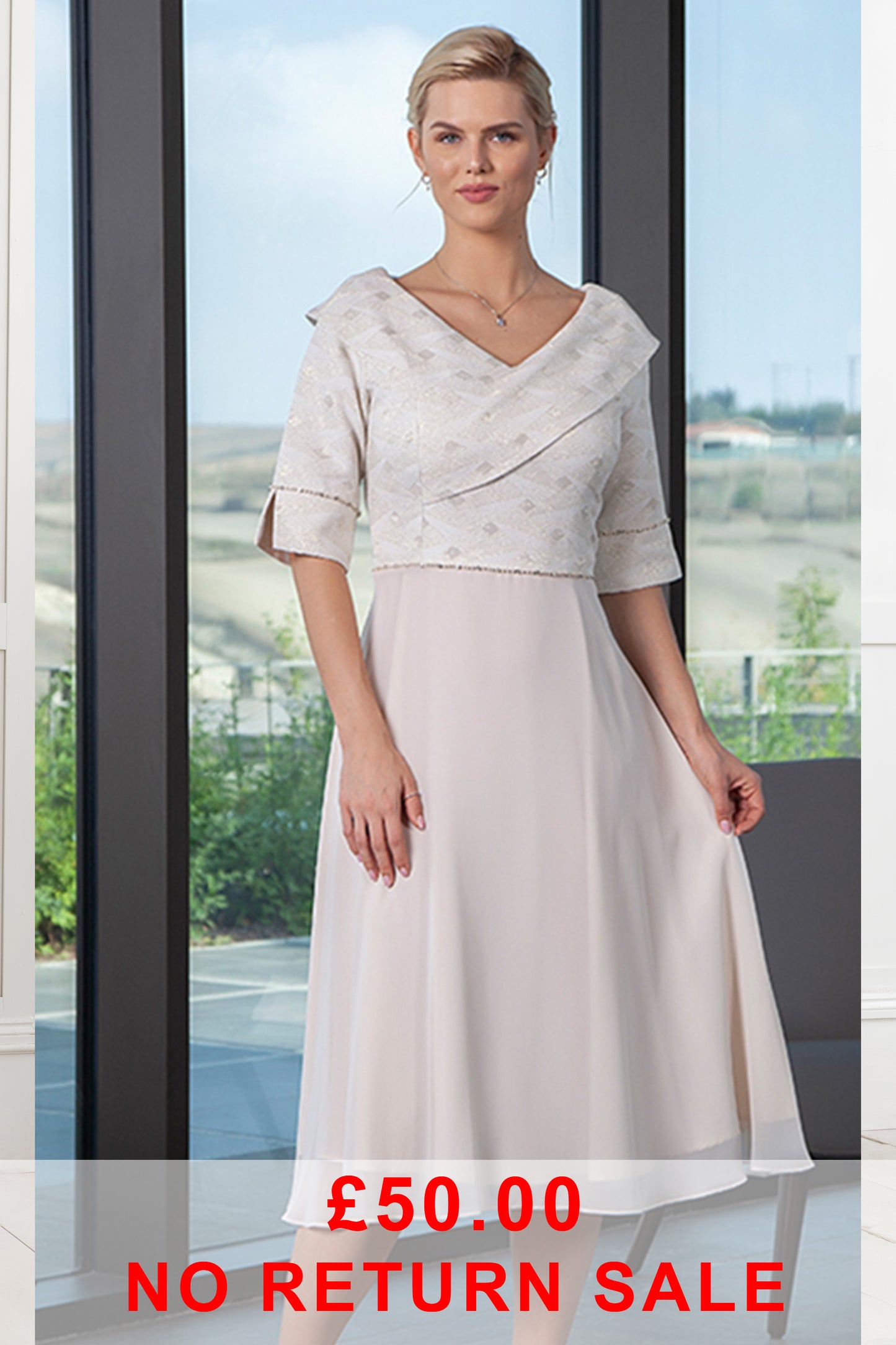 Lizabella Textured Diamanté Detail Dress Gold L-20SS-2045-02