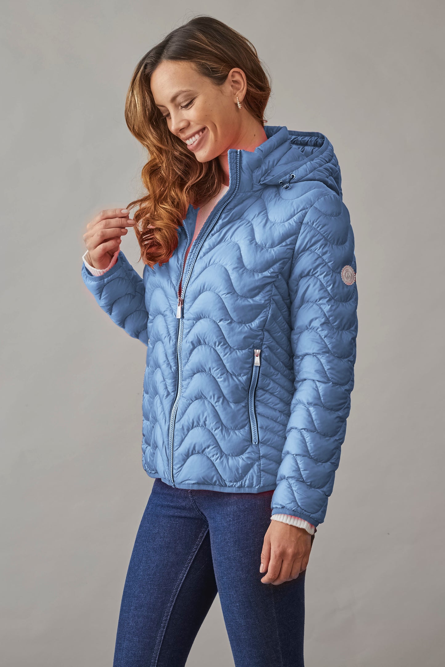 Junge Lonnie Light Down Wave Quilted Jacket Ocean Blue 0125-2842-62-58