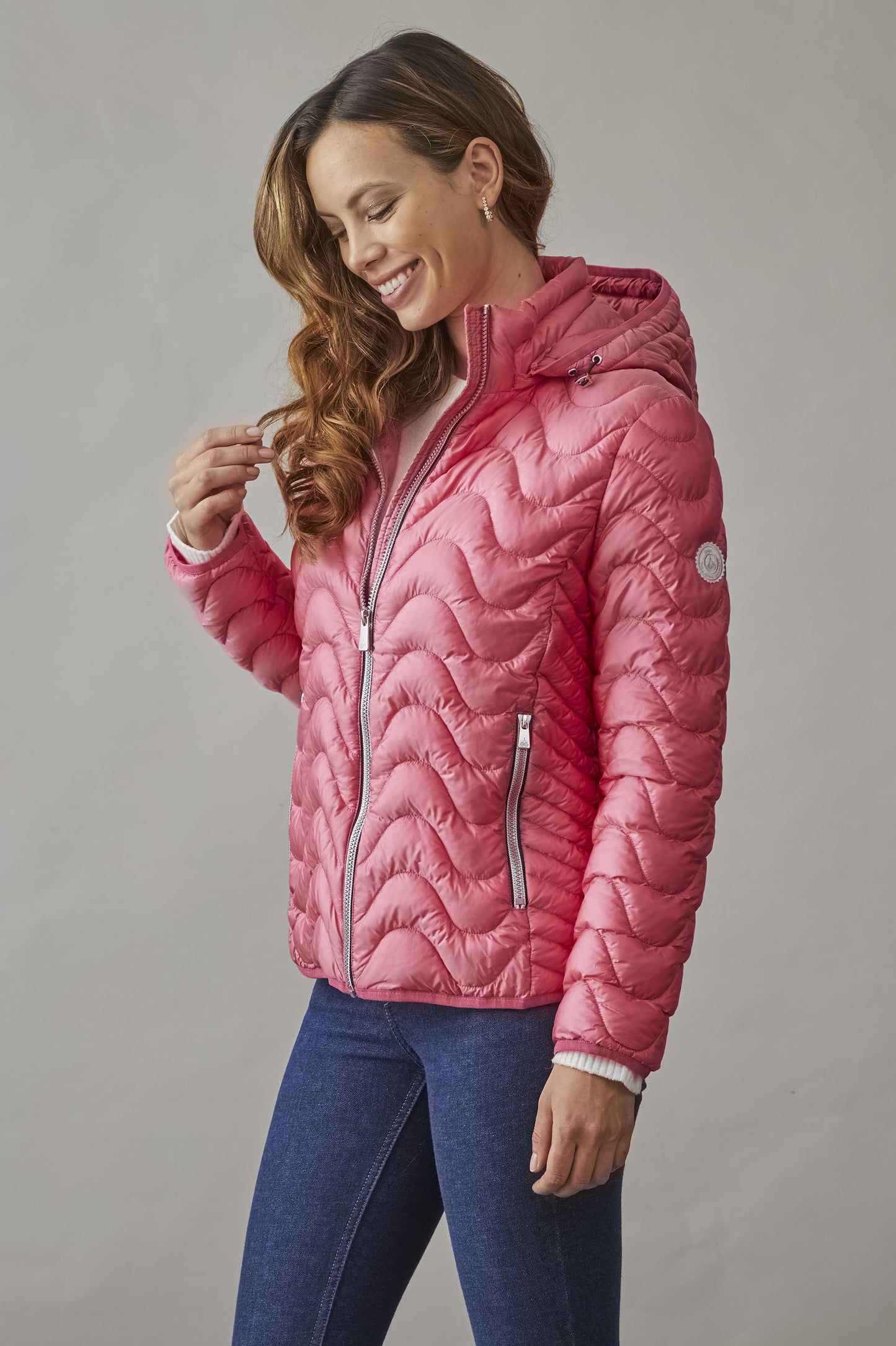 Junge Lonnie Light Down Wave Quilted Jacket Raspberry 0125-2842-62-36